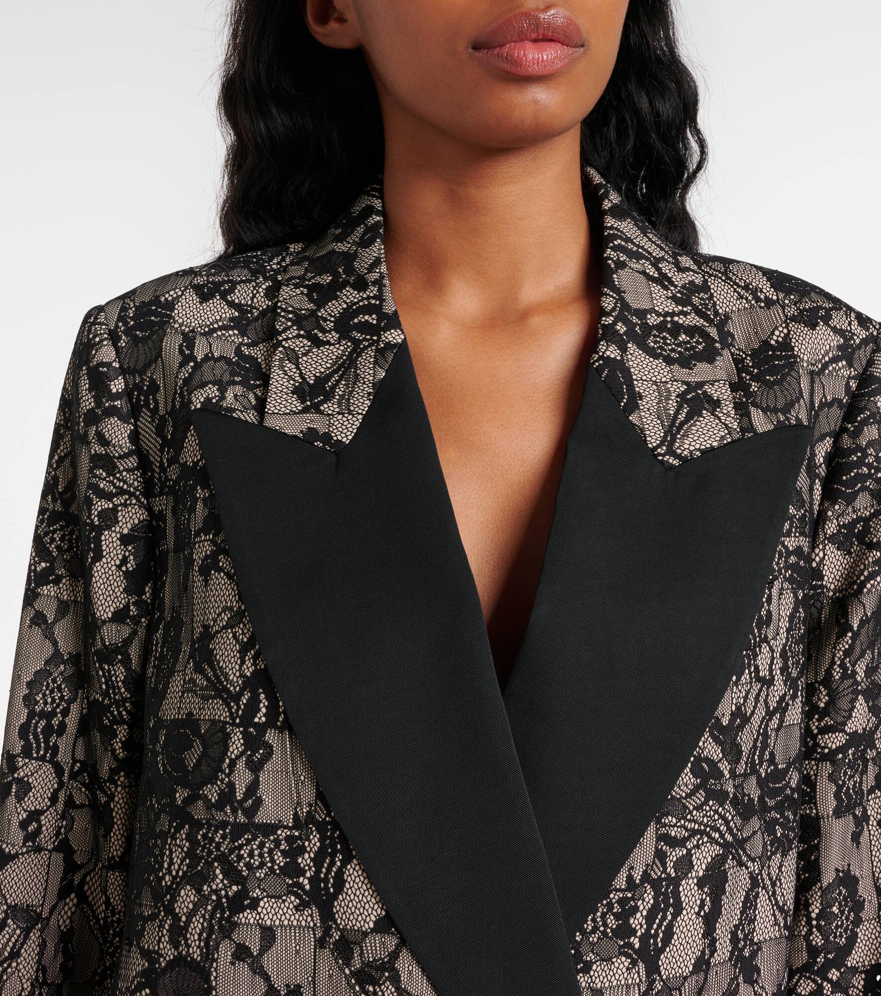 Jaden patchwork lace-trimmed blazer - 4