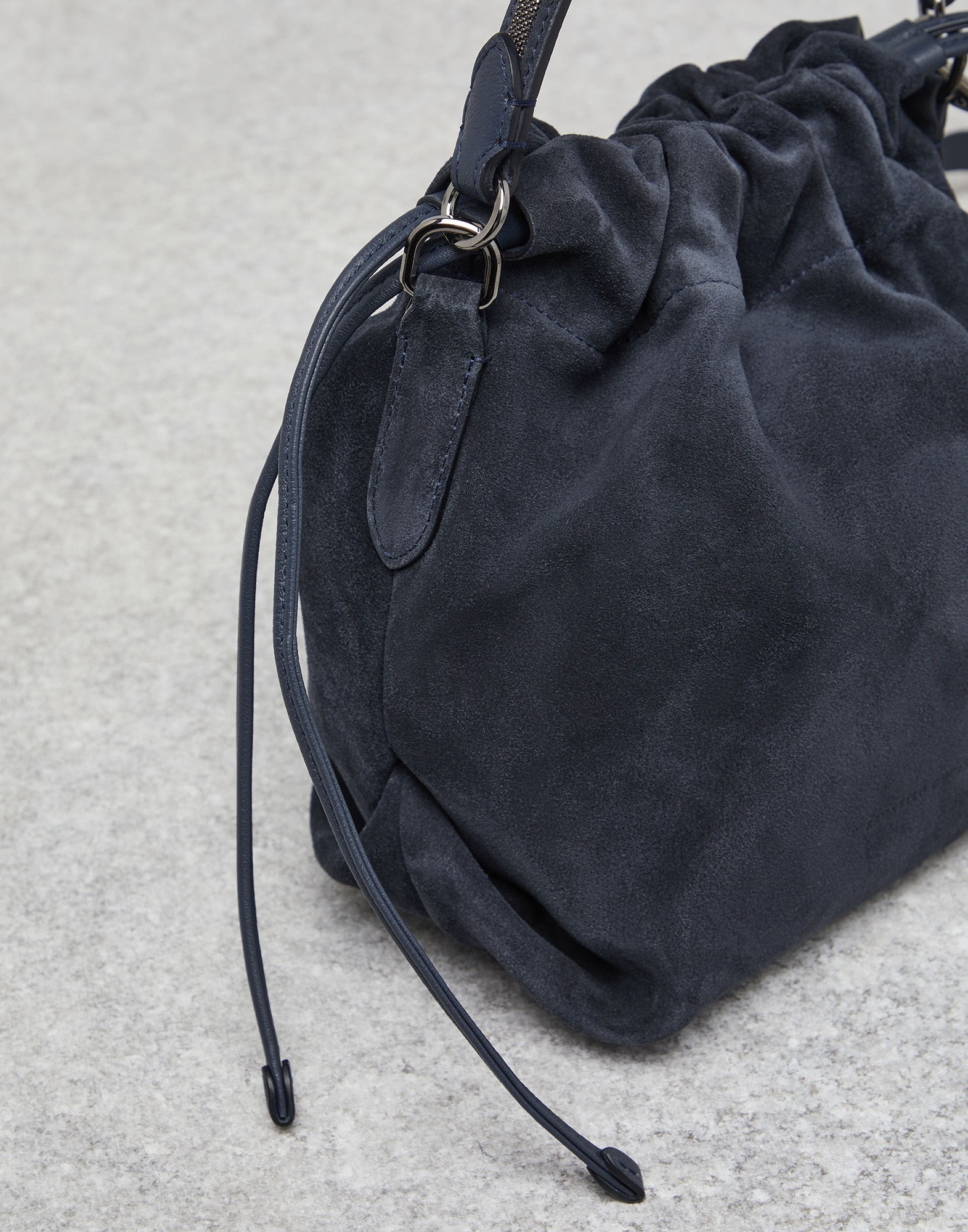 Suede bucket bag with Precious handle - 3