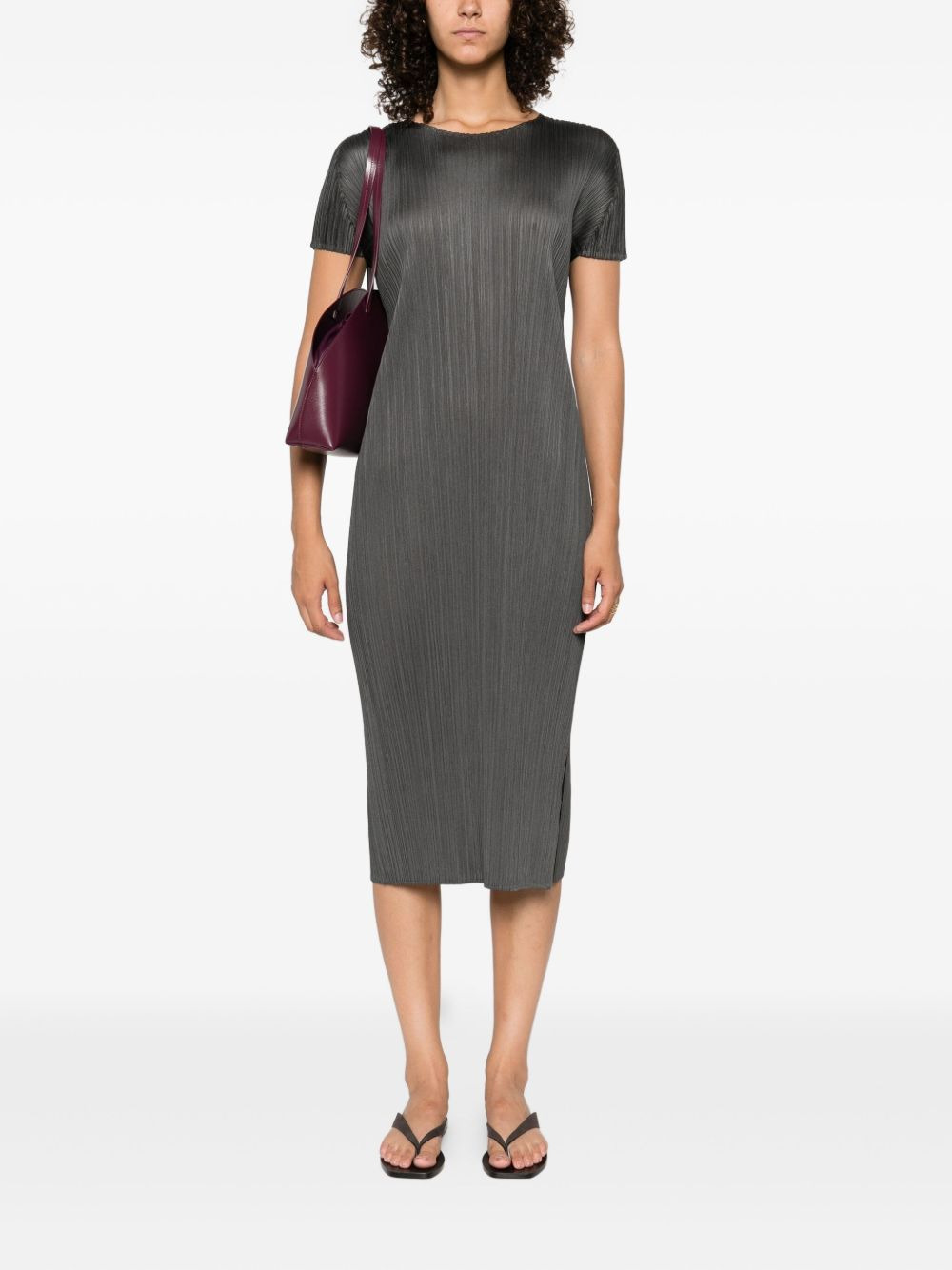 pleated short-sleeved dress - 2