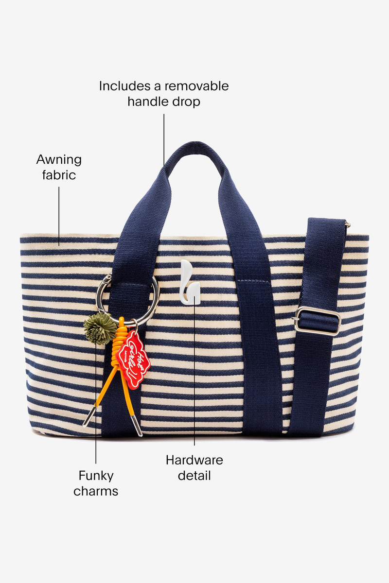 Americana Tote Bag In Indigo And Natural Awning Stripe 5