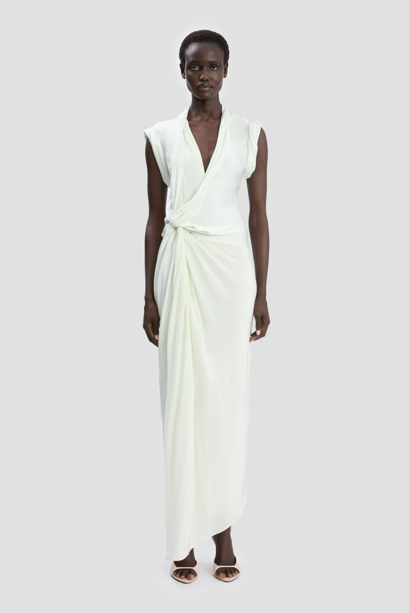 Victoria Beckham Twist Dress In Aloe outlook