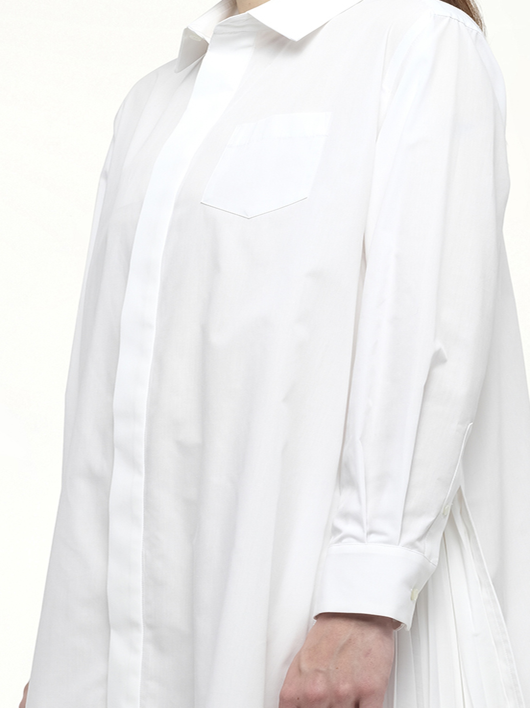 Side Zip Poplin Dress in Off White - 3