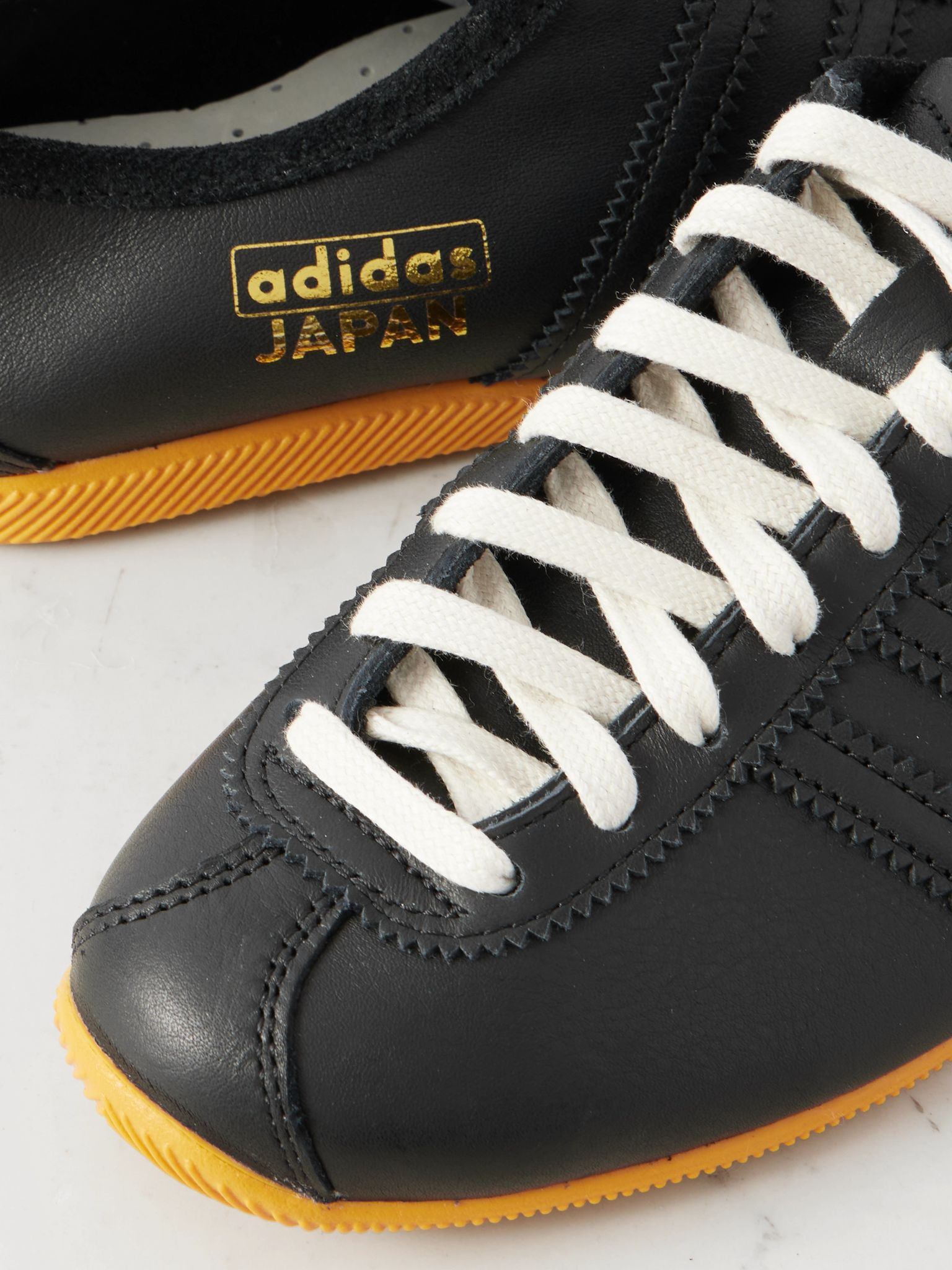 Japan suede-trimmed leather sneakers Black - 4