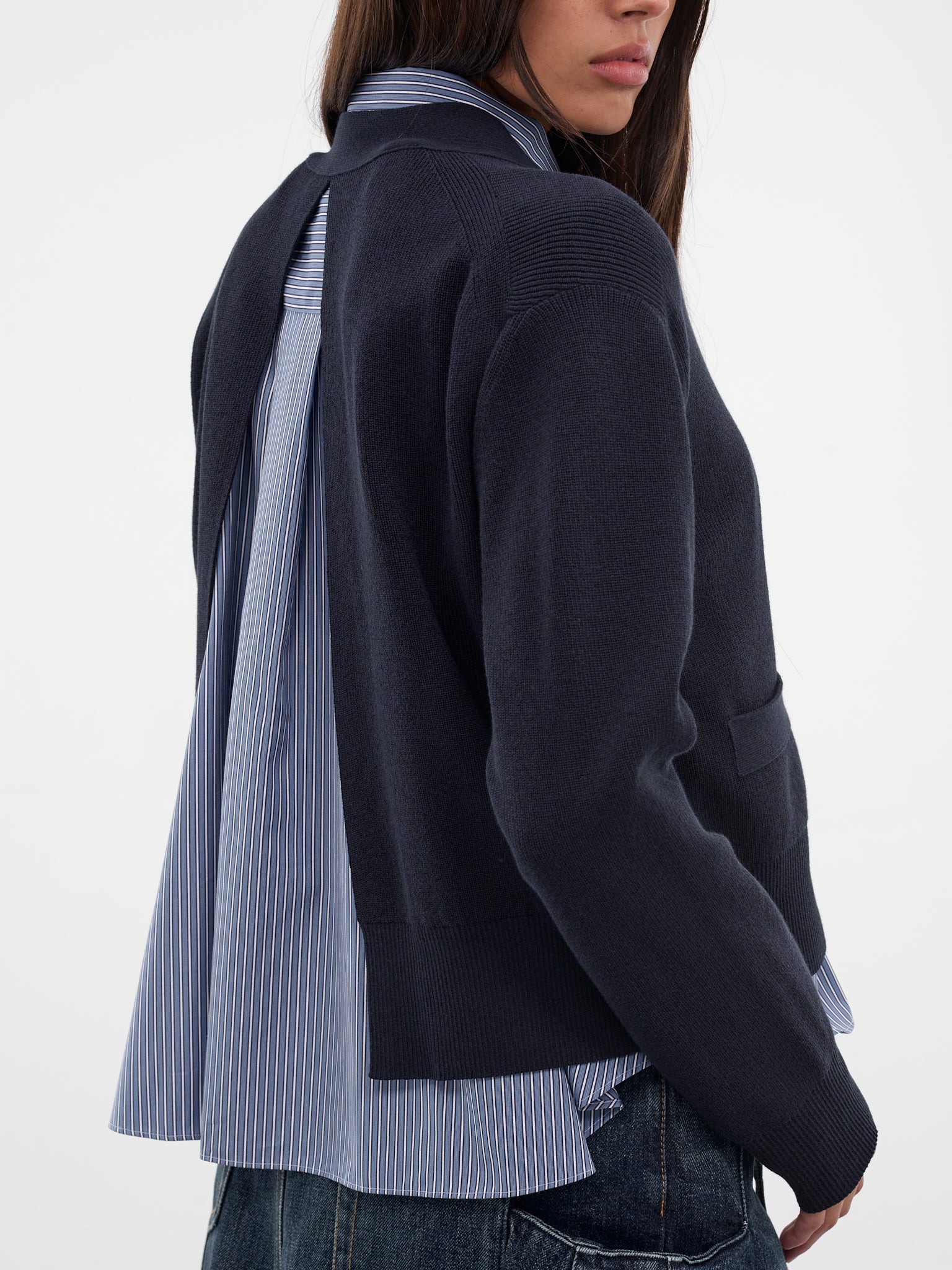 Navy Hybrid Layered Cardigan - 5