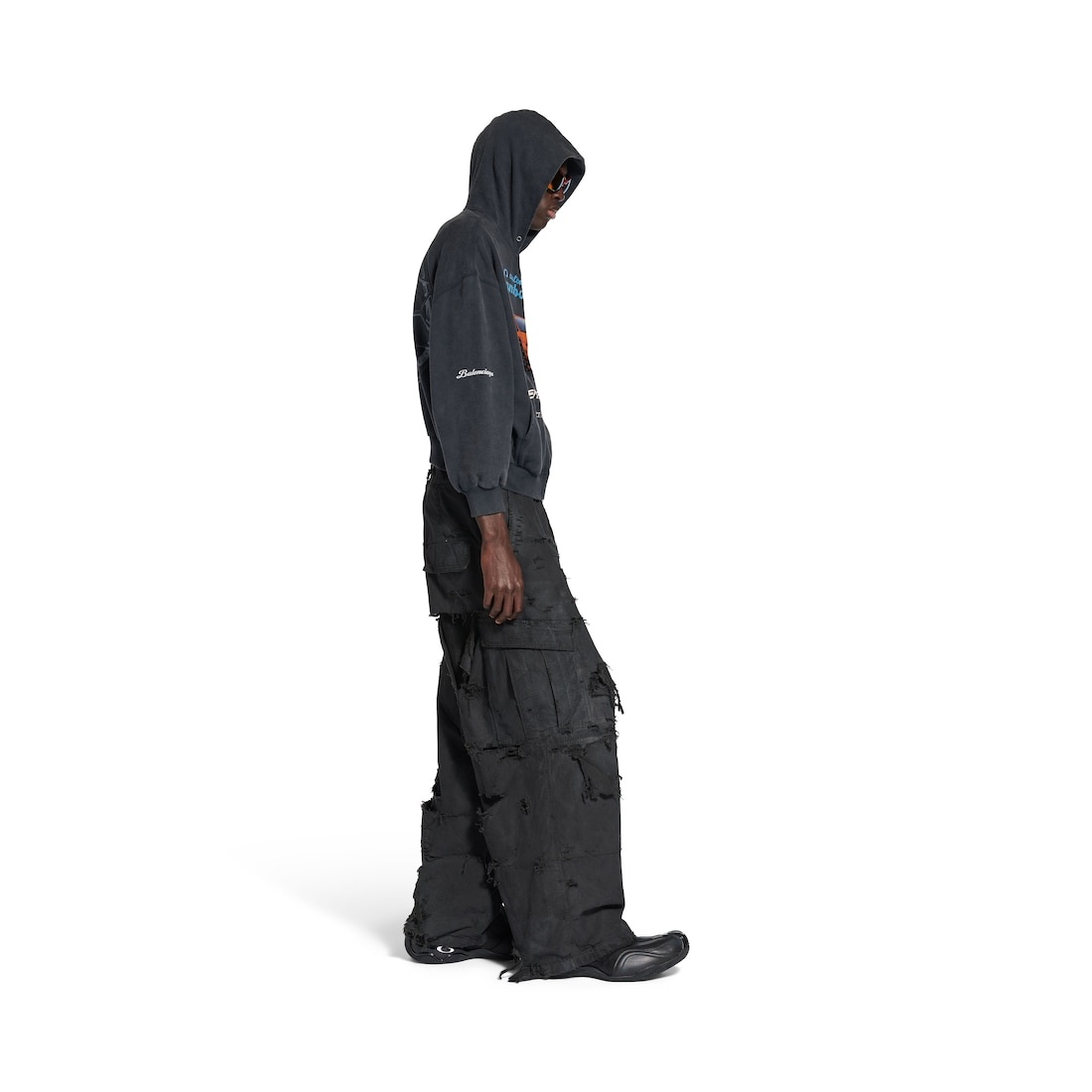Men's Balenciaga I Automobili Lamborghini Zip-up Hoodie Small Fit in Black Faded - 3