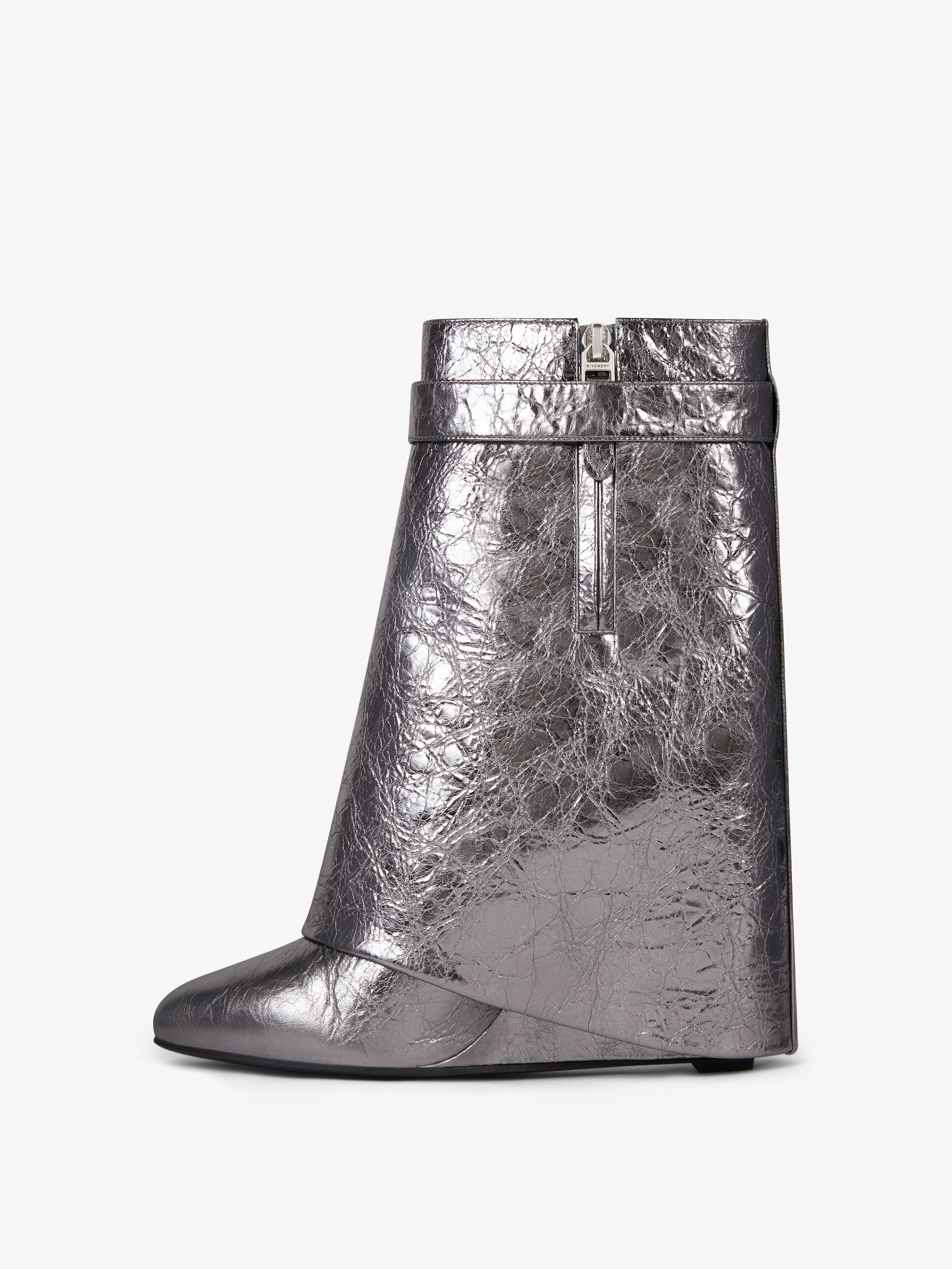 SHARK LOCK ANKLE BOOTS IN LAMINATED LEATHER - 4