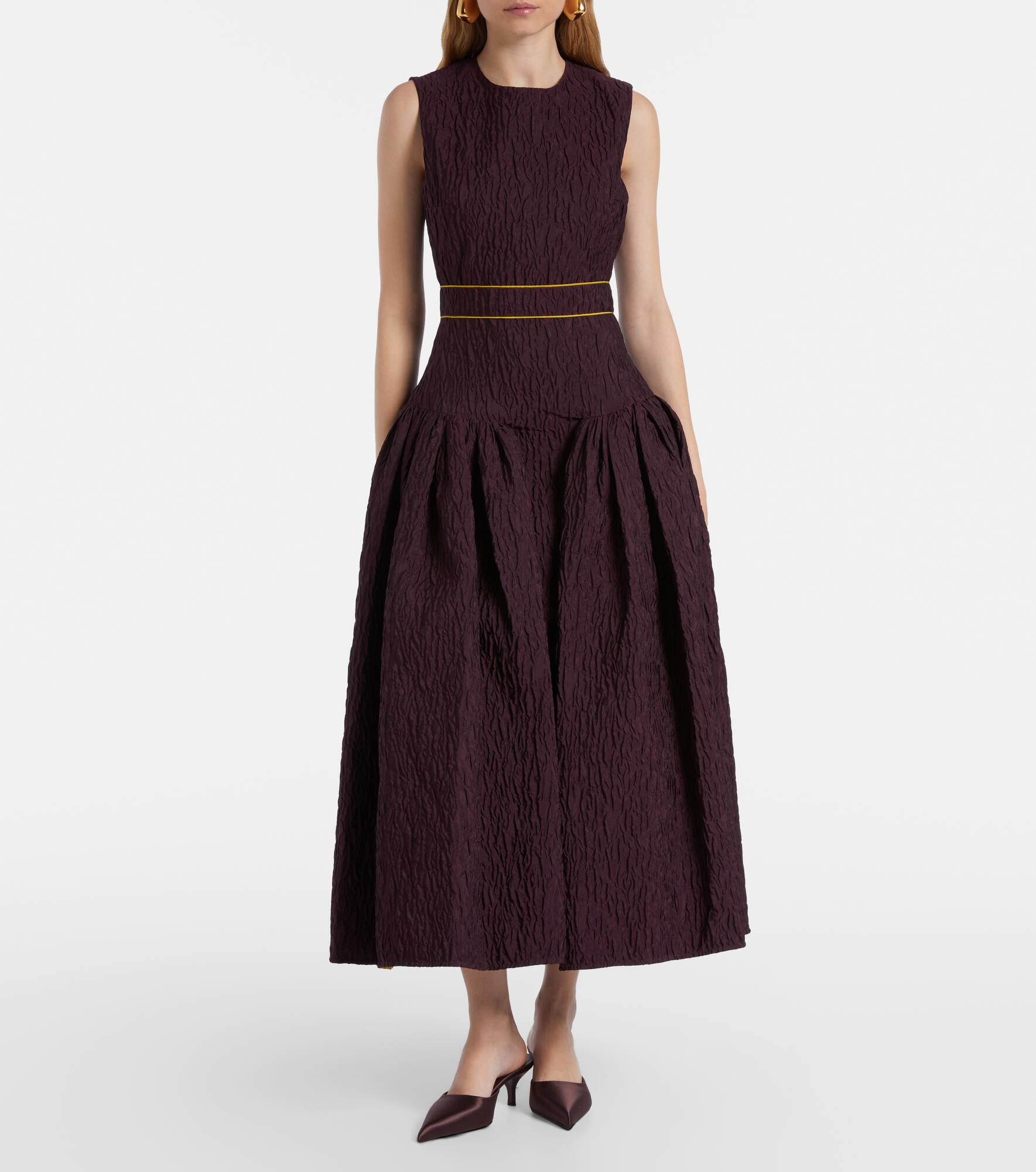 Aya smocked cloque midi dress - 2