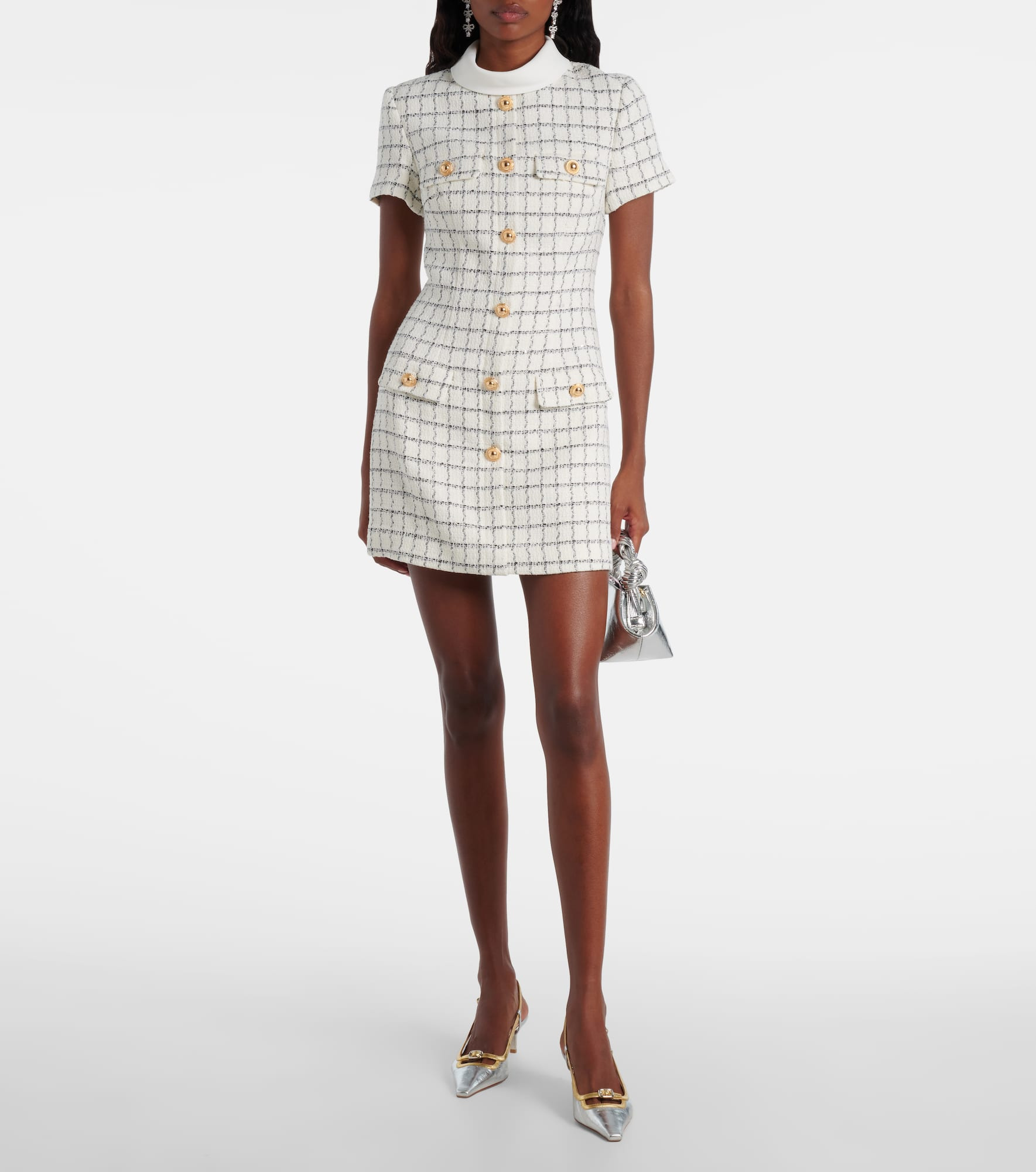 Checked bouclé minidress - 2