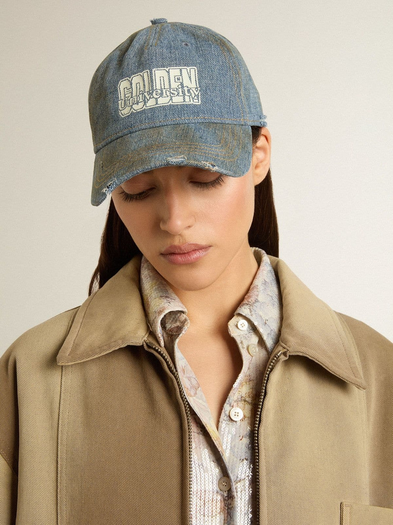 Denim-colored cotton baseball cap with a lived-in finish 3