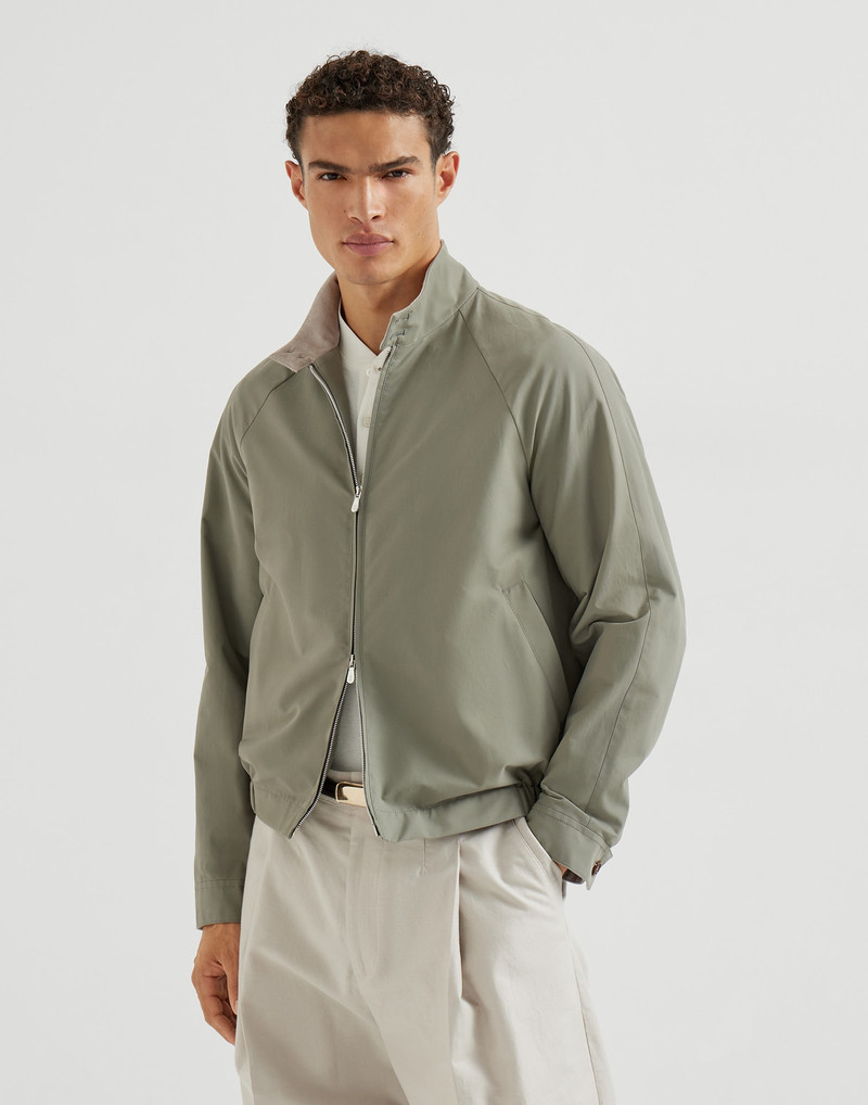 Water-resistant techno cotton gabardine outerwear jacket with stand collar 2