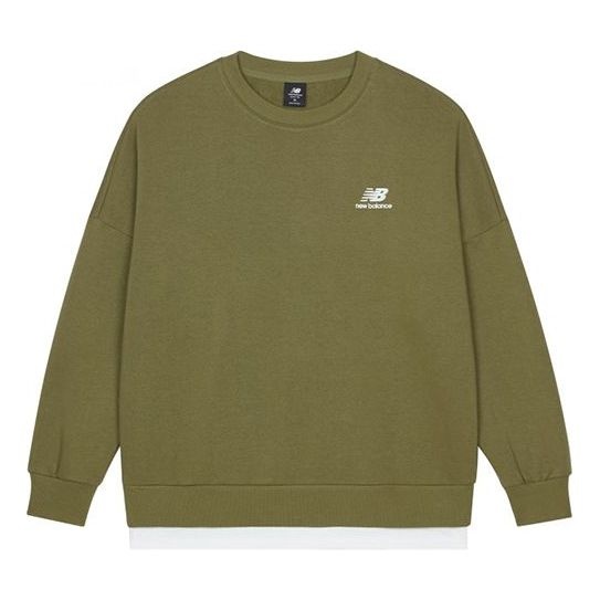 New Balance Alphabet Logo Round Neck Long Sleeves Olive Green AMT13345-OV - 1