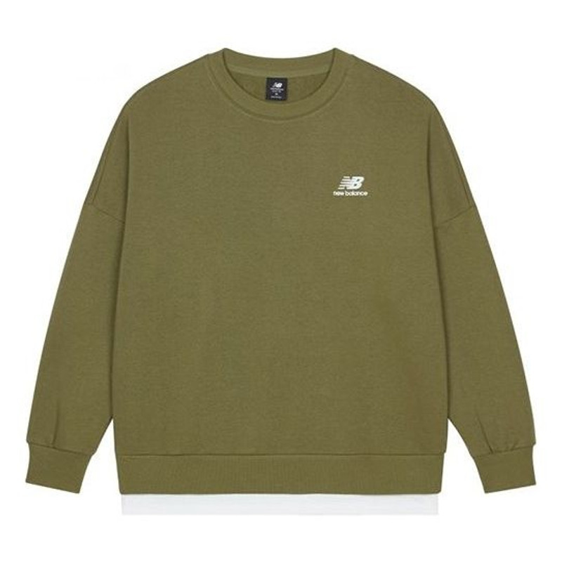 New Balance Alphabet Logo Round Neck Long Sleeves Olive Green AMT13345-OV - 1