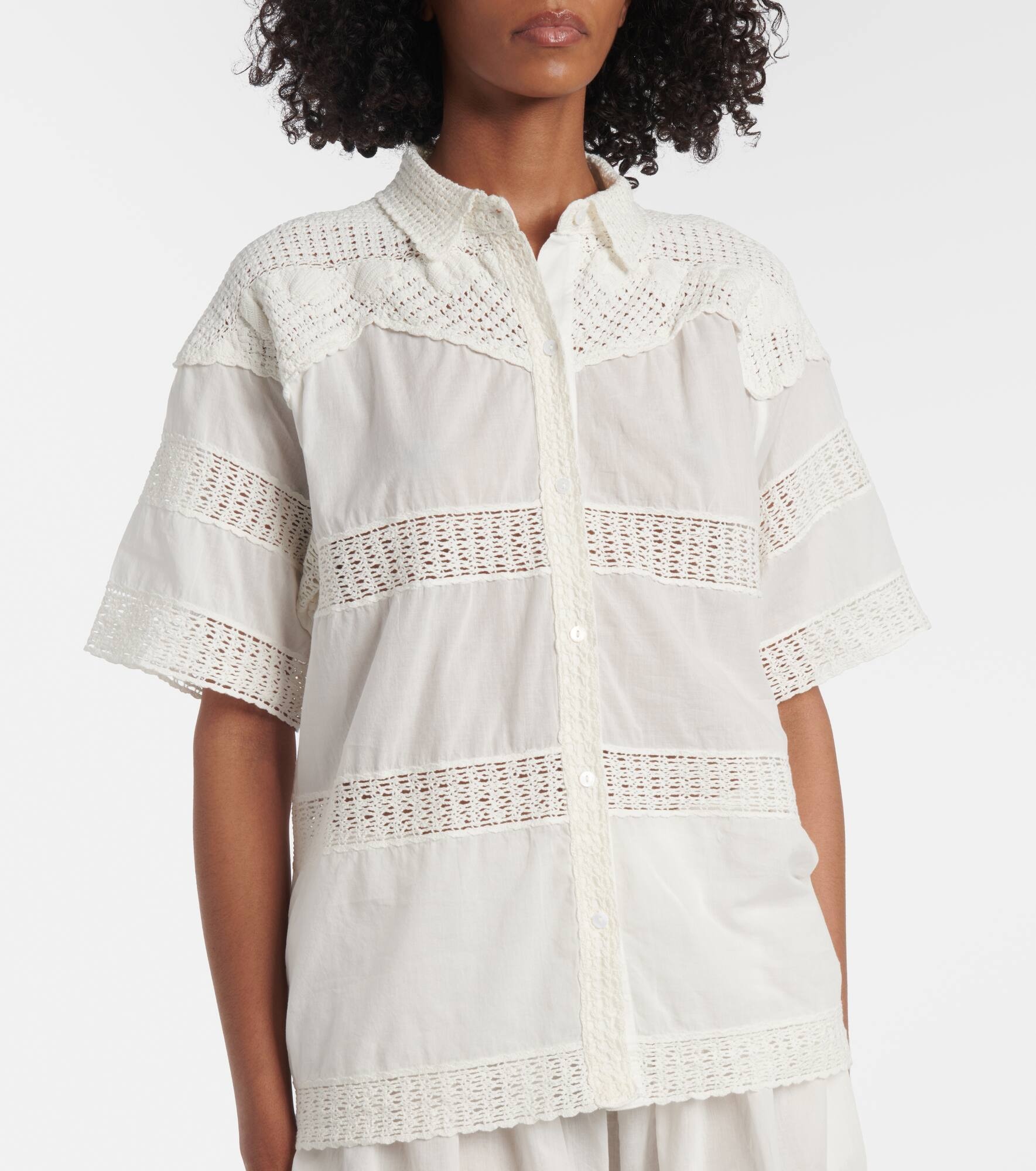 Amal paneled cotton crochet shirt - 6