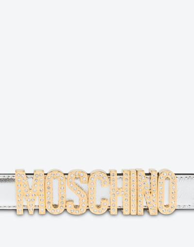 Moschino LETTERING LOGO LAMINATED NAPPA LEATHER BELT outlook