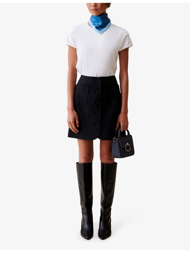 Claudie Pierlot Mid-rise buttoned wool-blend mini skirt outlook