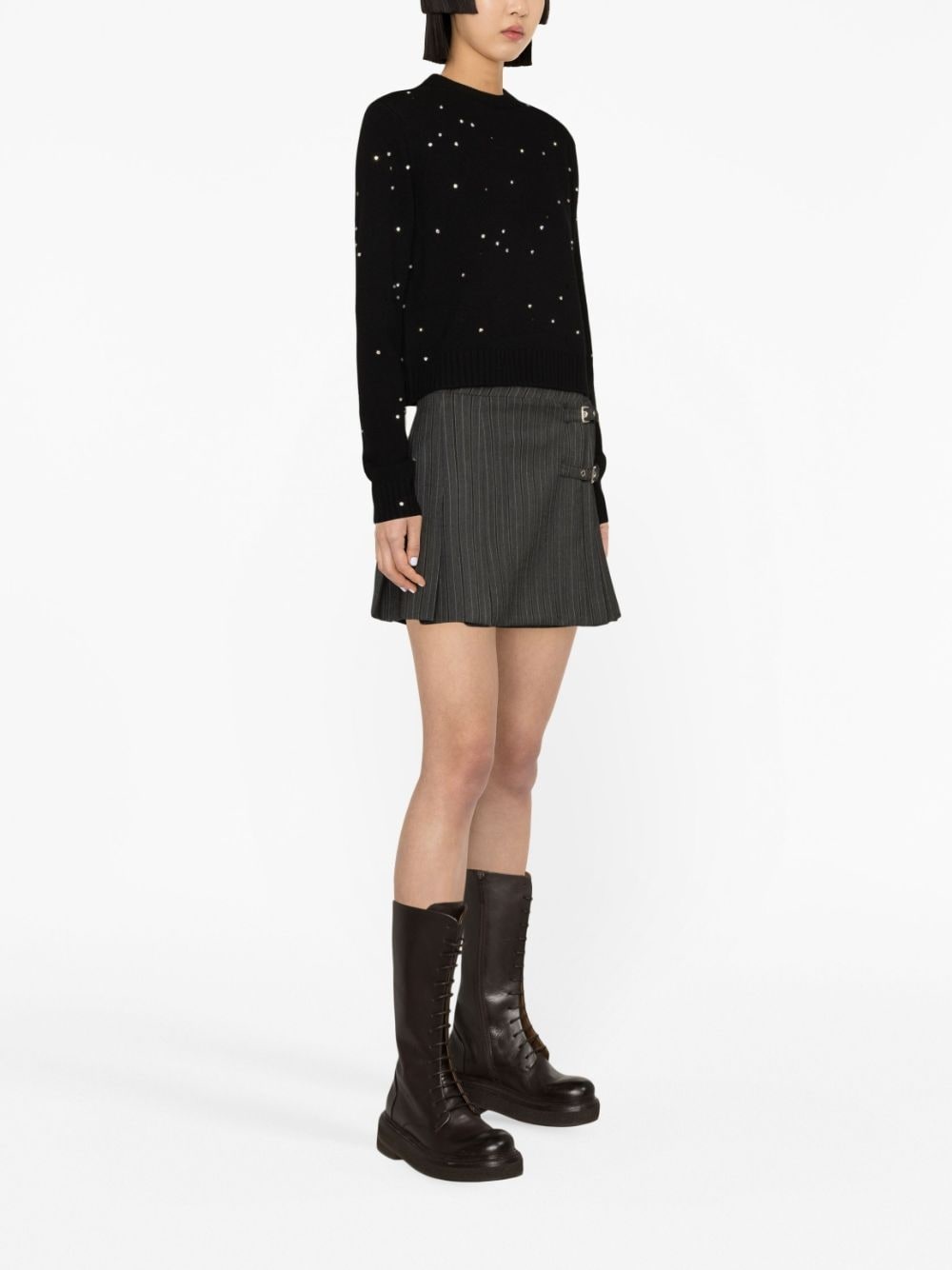 pleated virgin wool-blend miniskirt - 3