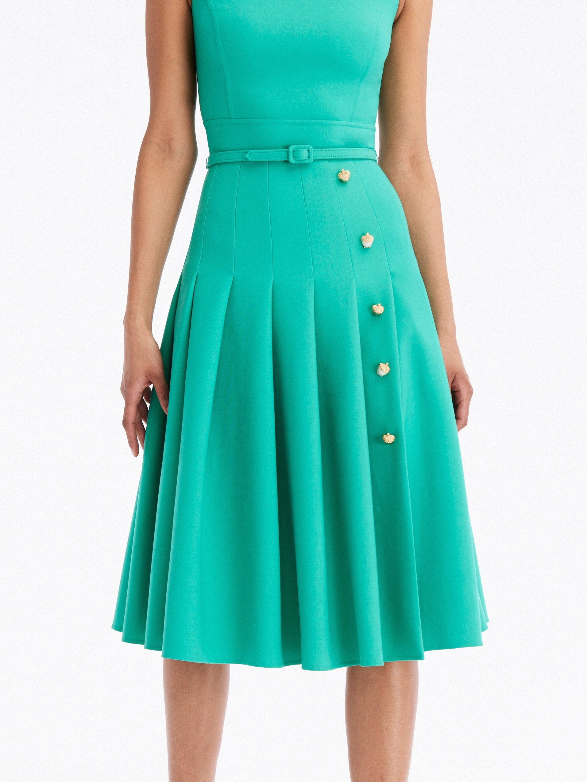 PLEAT DETAIL STRETCH-WOOL DRESS - 3