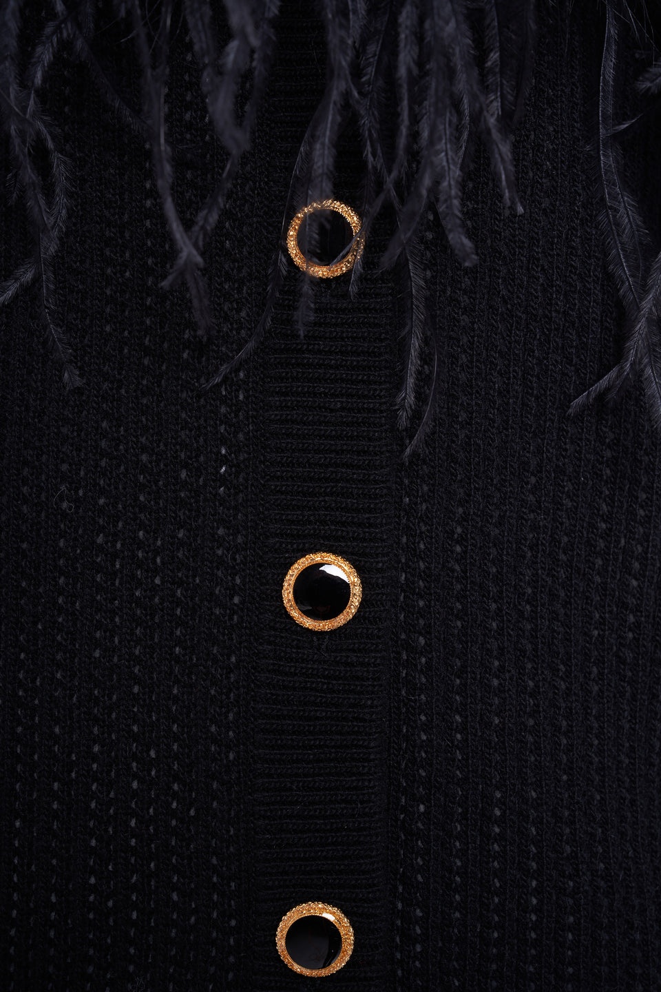 WOOL BLEND KNITTED CARDIGAN WITH FEATHERS - 3