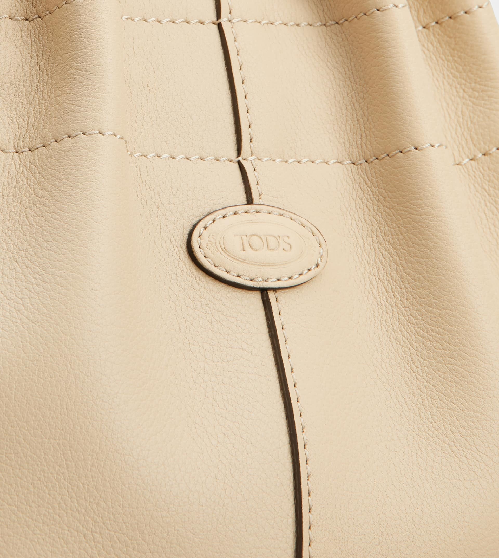 TOD'S DI BAG BUCKET BAG IN LEATHER MINI WITH DRAWSTRING - BEIGE - 5