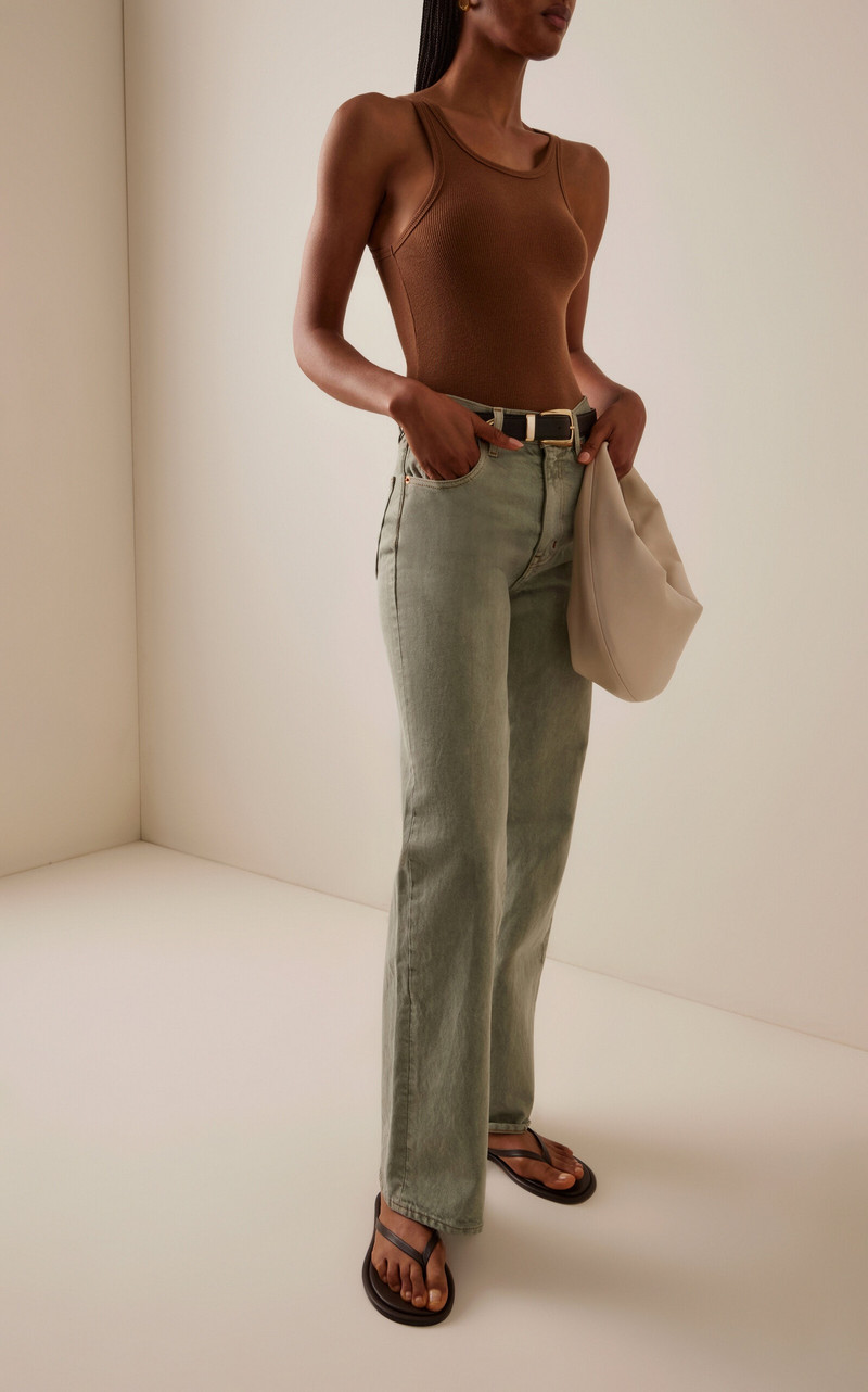 SLVRLAKE Grace Hem Rigid High-Rise Wide-Leg Jeans green outlook