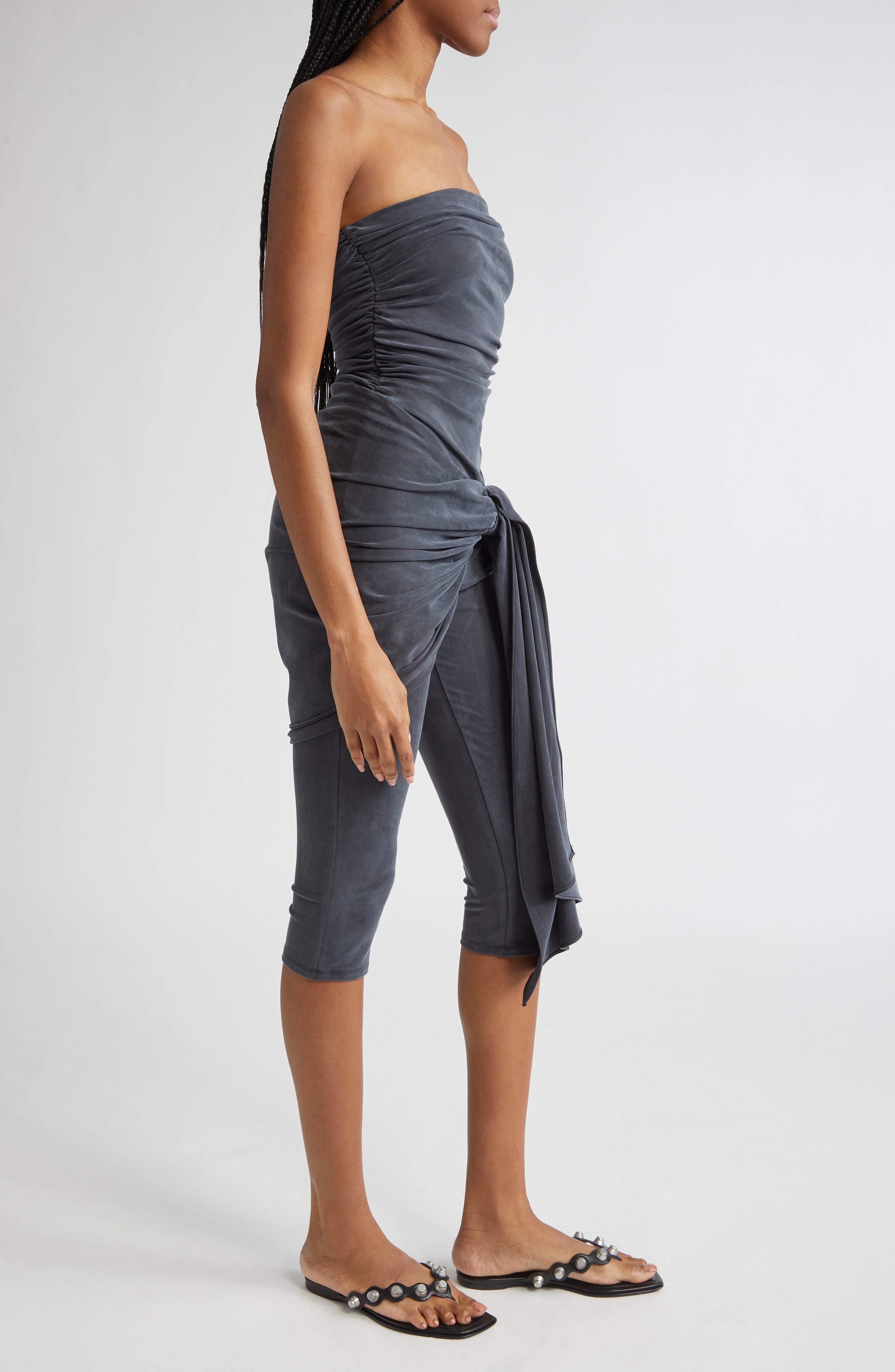 Alexander Wang Prestyled Strapless Wrap Crop Jumpsuit in Grey at Nordstrom - 3