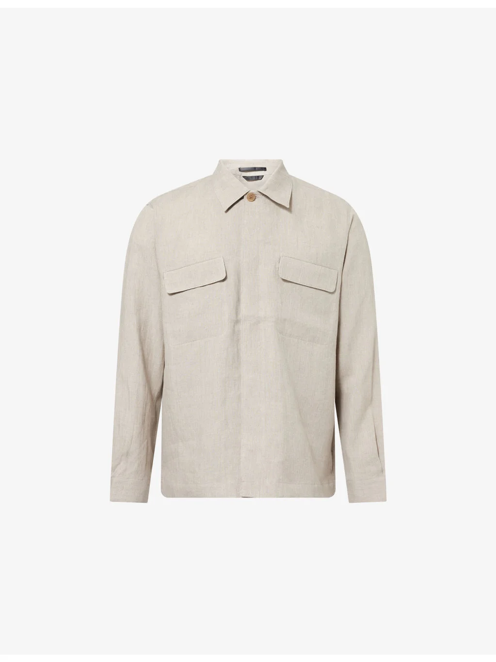 Regular-Fit Pointed-Collar Linen Overshirt - 1