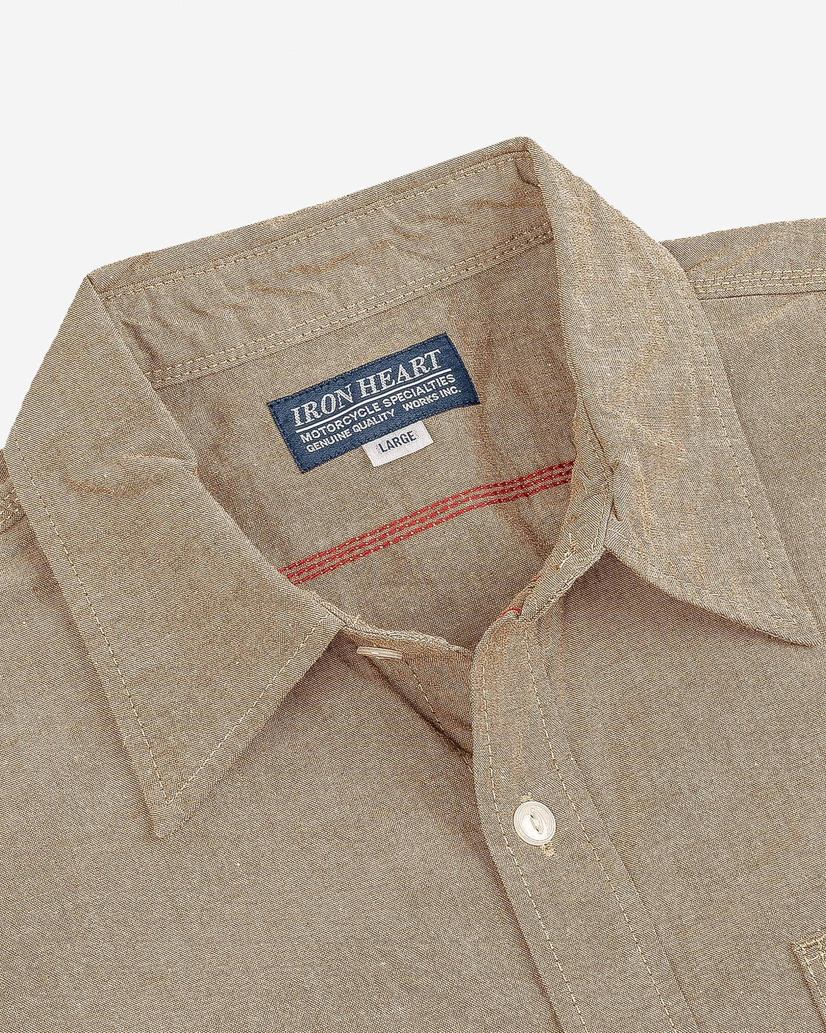 IHSH-344-KHA 10oz Selvedge Chambray Work Shirt - Khaki - 7