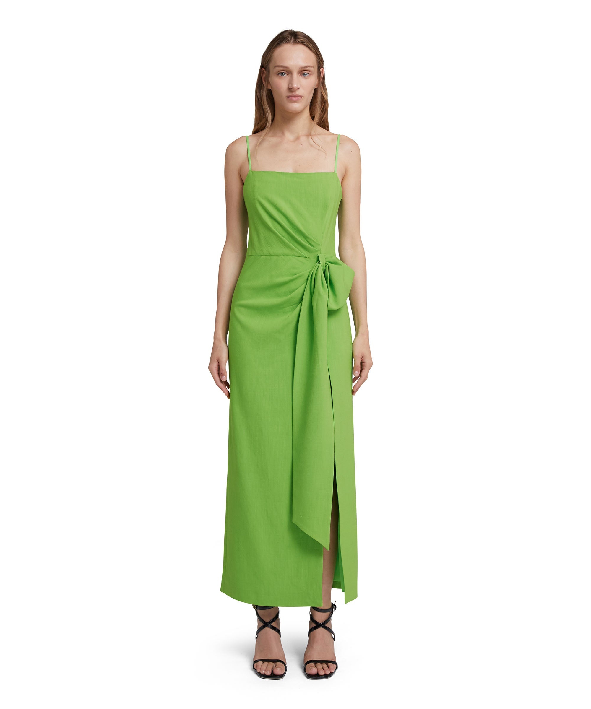 Flamed viscose canvas slip dress with knotted waist - 2