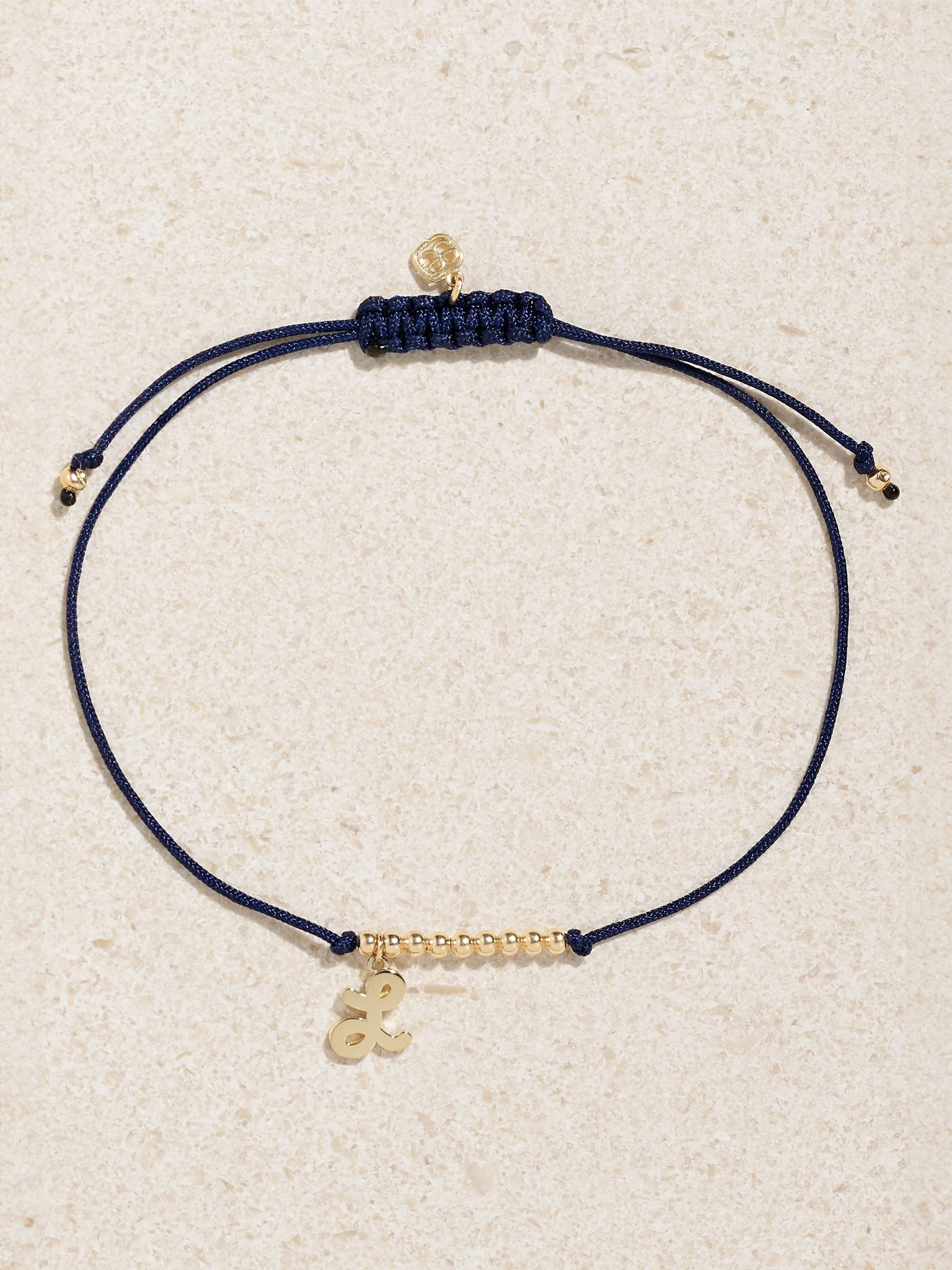 Initial 14-karat gold and cord bracelet Navy - 3