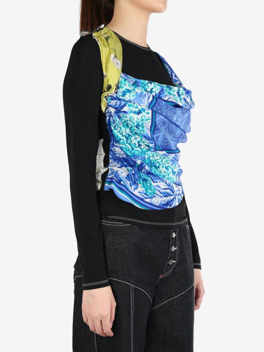upcycled silk-scarves top - 2