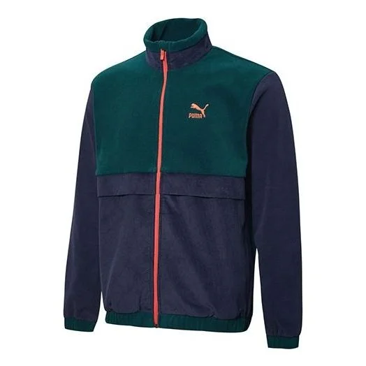 PUMA 겨울 복고풍 극한 fleece 접합 Colorblock 대 고리 로고 재킷 파란 531274-06 - 1