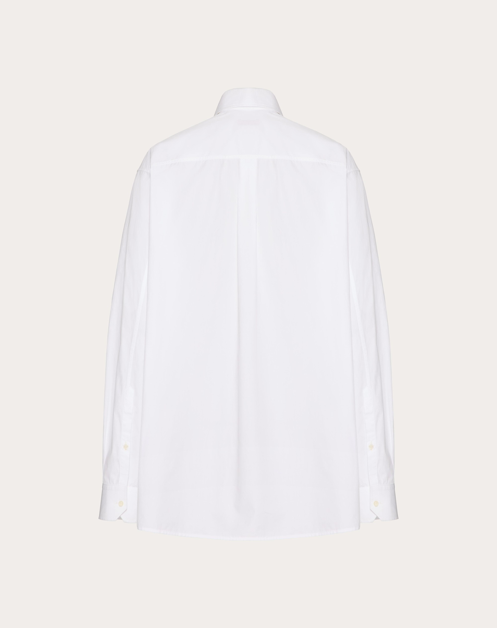 LONG-SLEEVED COTTON POPLIN SHIRT WITH EMBROIDERED PLEATED FLOWER - 2