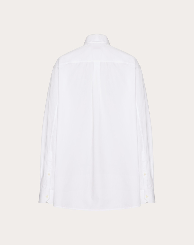 Valentino LONG-SLEEVED COTTON POPLIN SHIRT WITH EMBROIDERED PLEATED FLOWER outlook
