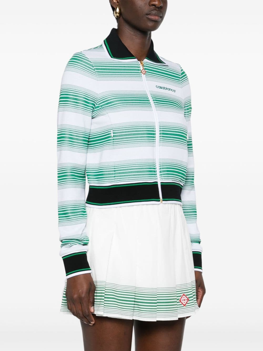 logo-embroidered striped sweatshirt - 3