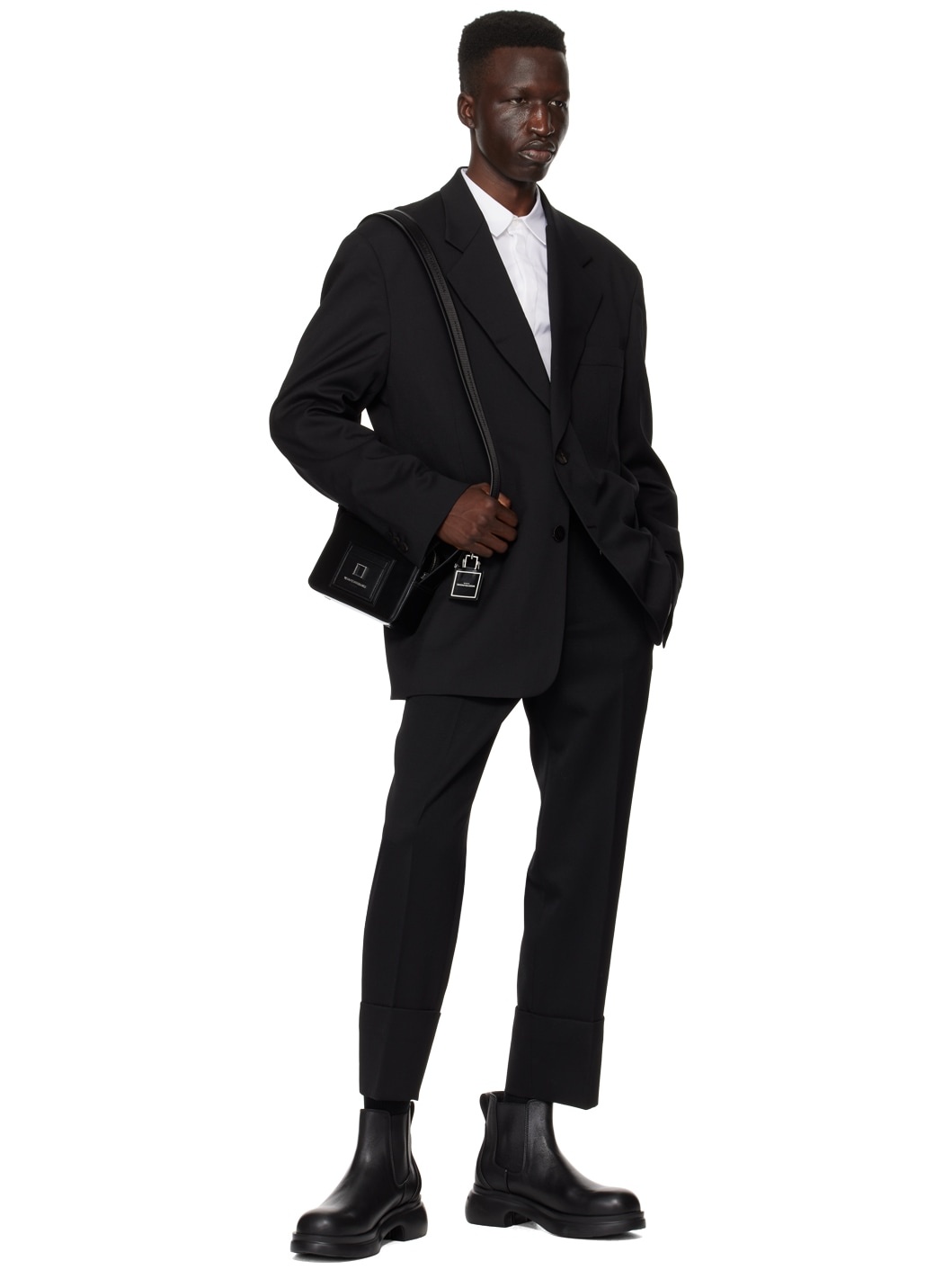 Black Rolled Cuff Trousers - 4
