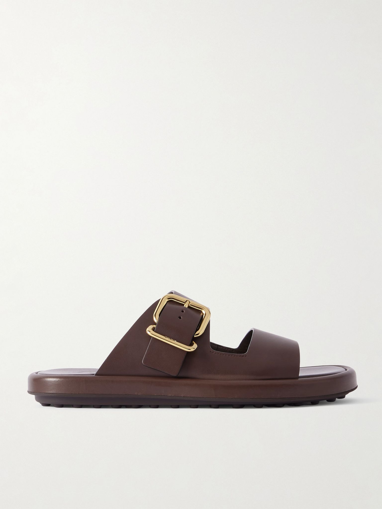 Buckled leather sandals Dark brown - 1