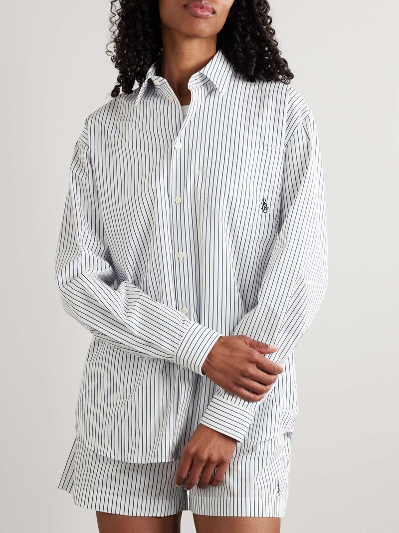 SRC embroidered striped cotton-poplin shirt White 3