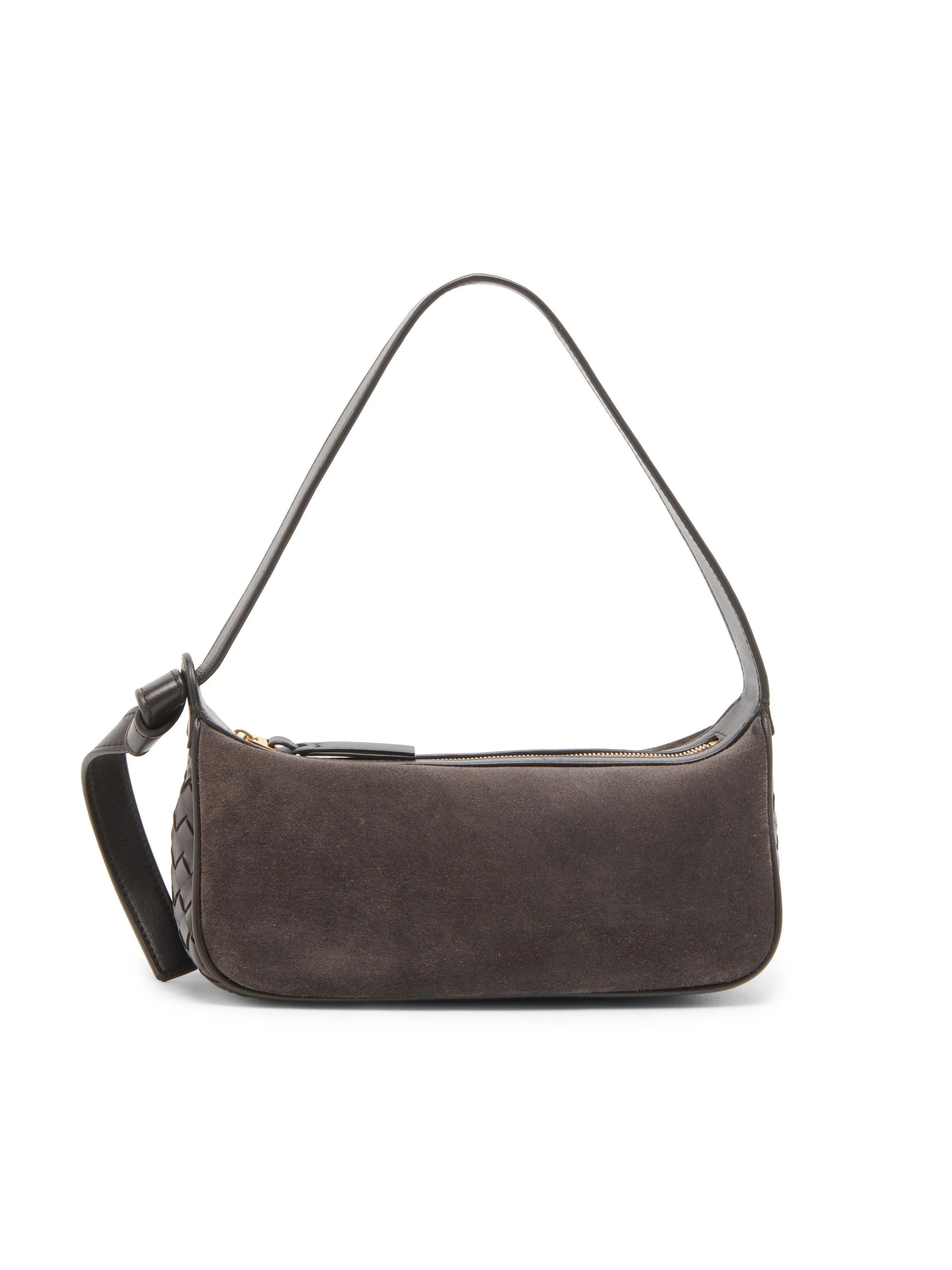 Women's Nodo Intrecciato Suede Shoulder Bag - Espresso Gold - 1