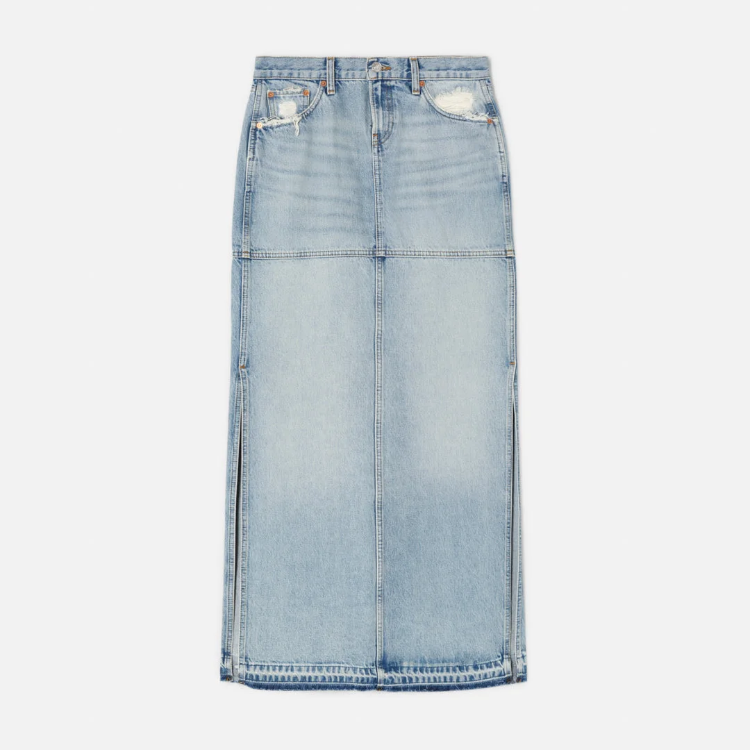 Mid Rise Split Skirt - Ripped Tide - 1