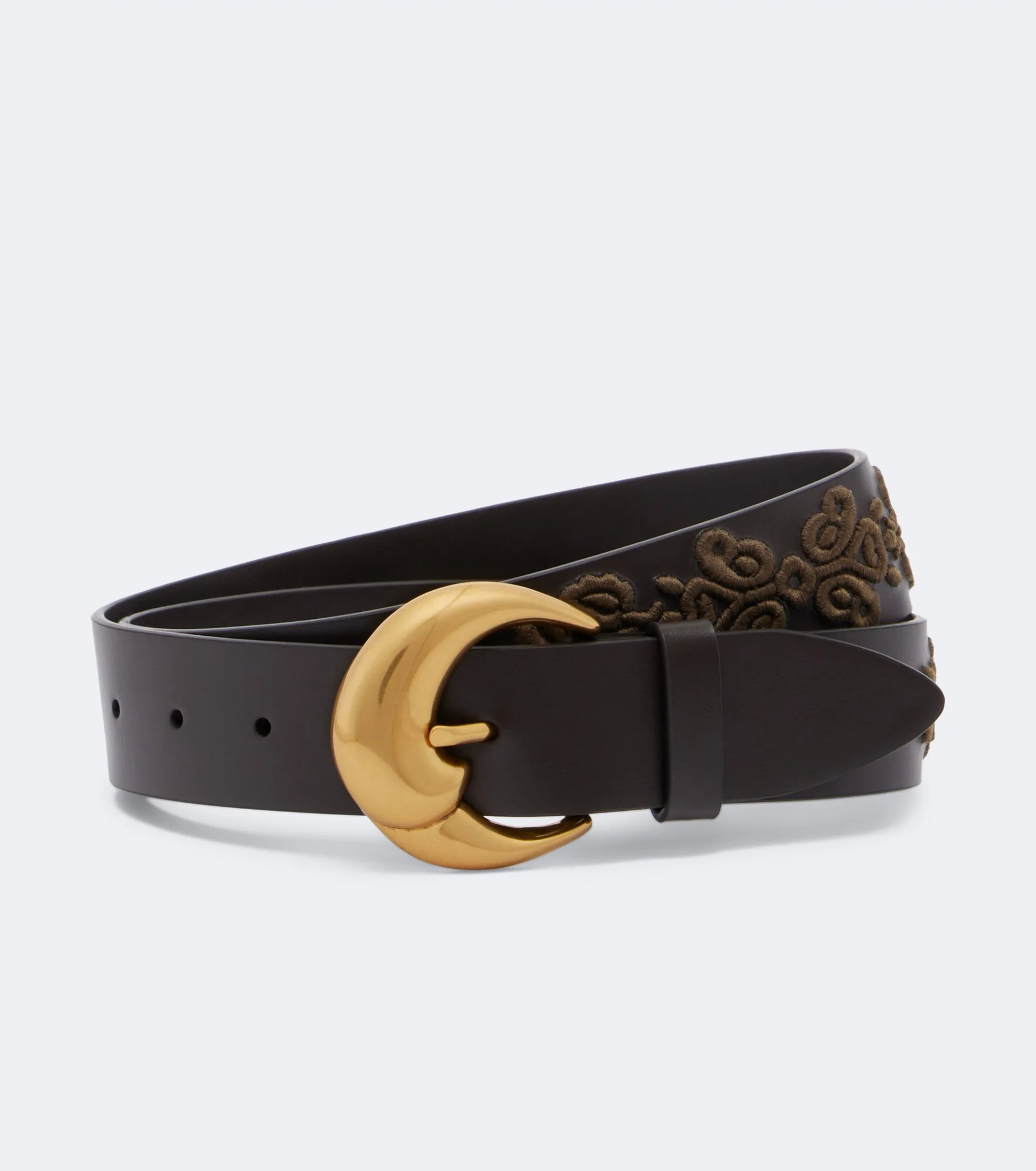 Embroidered leather belt - 1