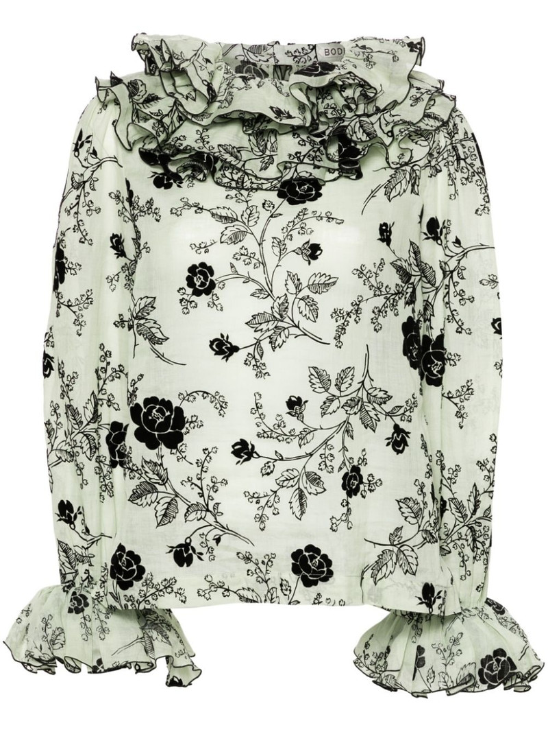 Sweetunia flocked-floral blouse 1