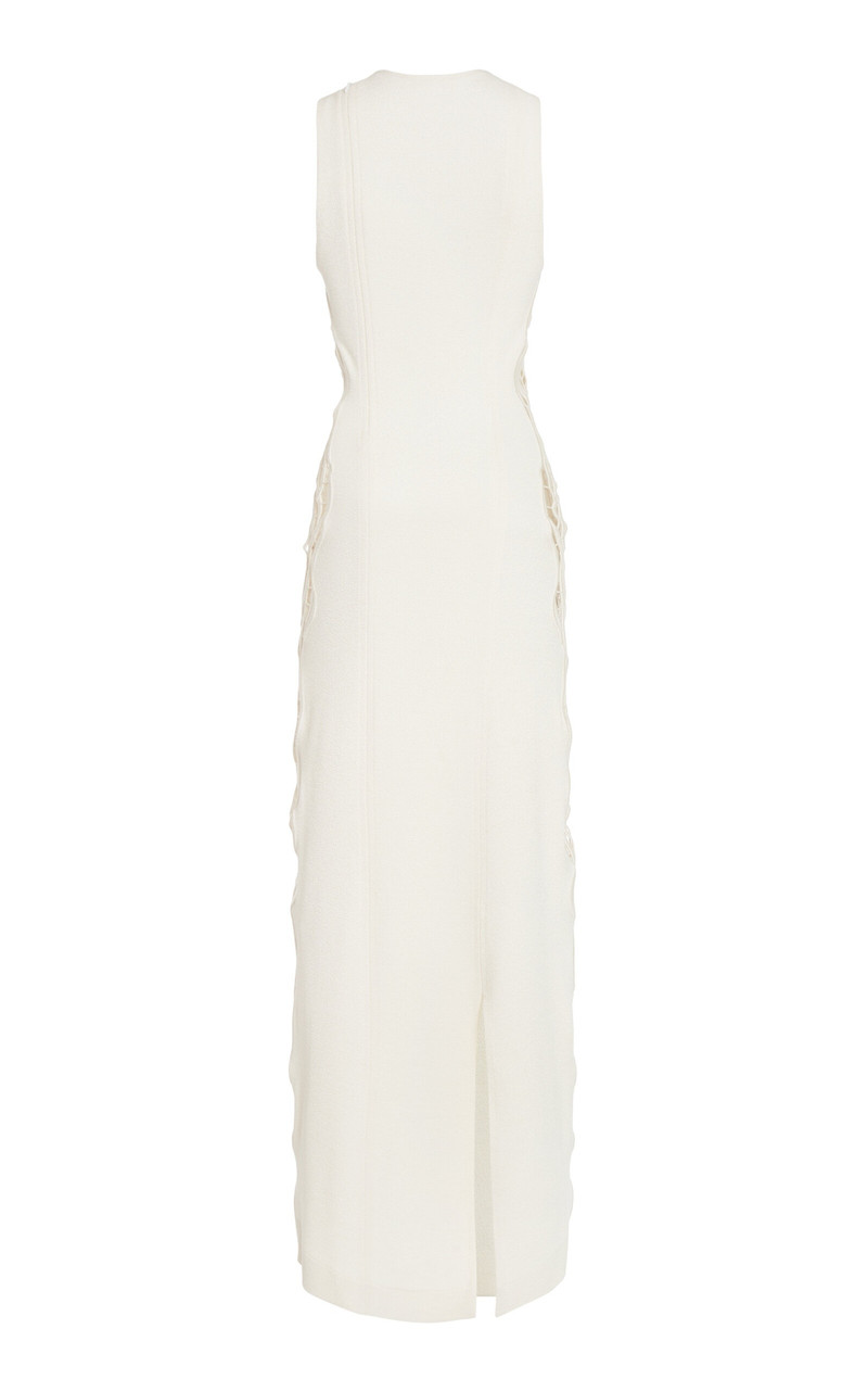 Jil Sander Embroidered Sleeveless Midi Dress ivory outlook