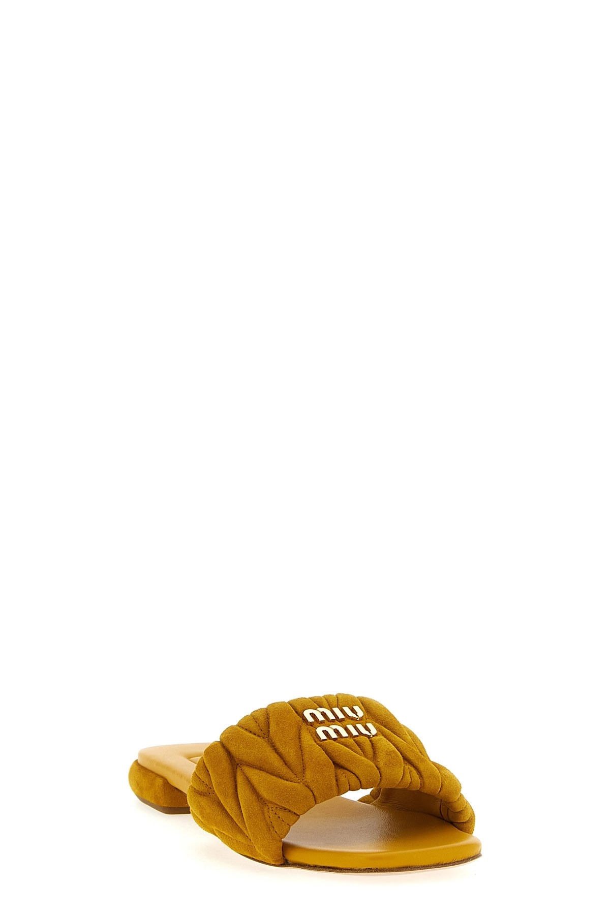 Matelassé suede slides - 2