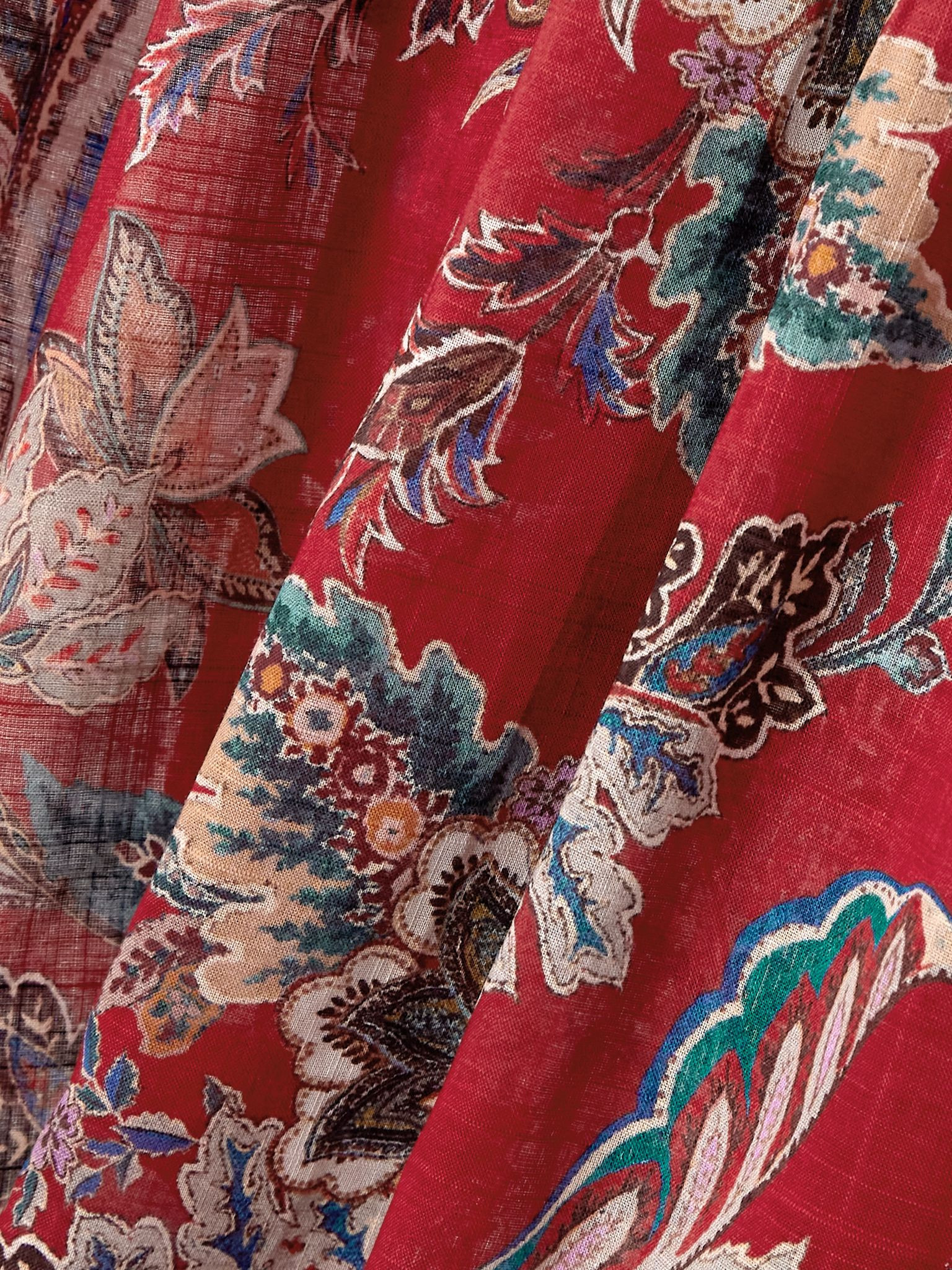 Rhiannon belted paisley-print cotton-voile midi dress Red - 4