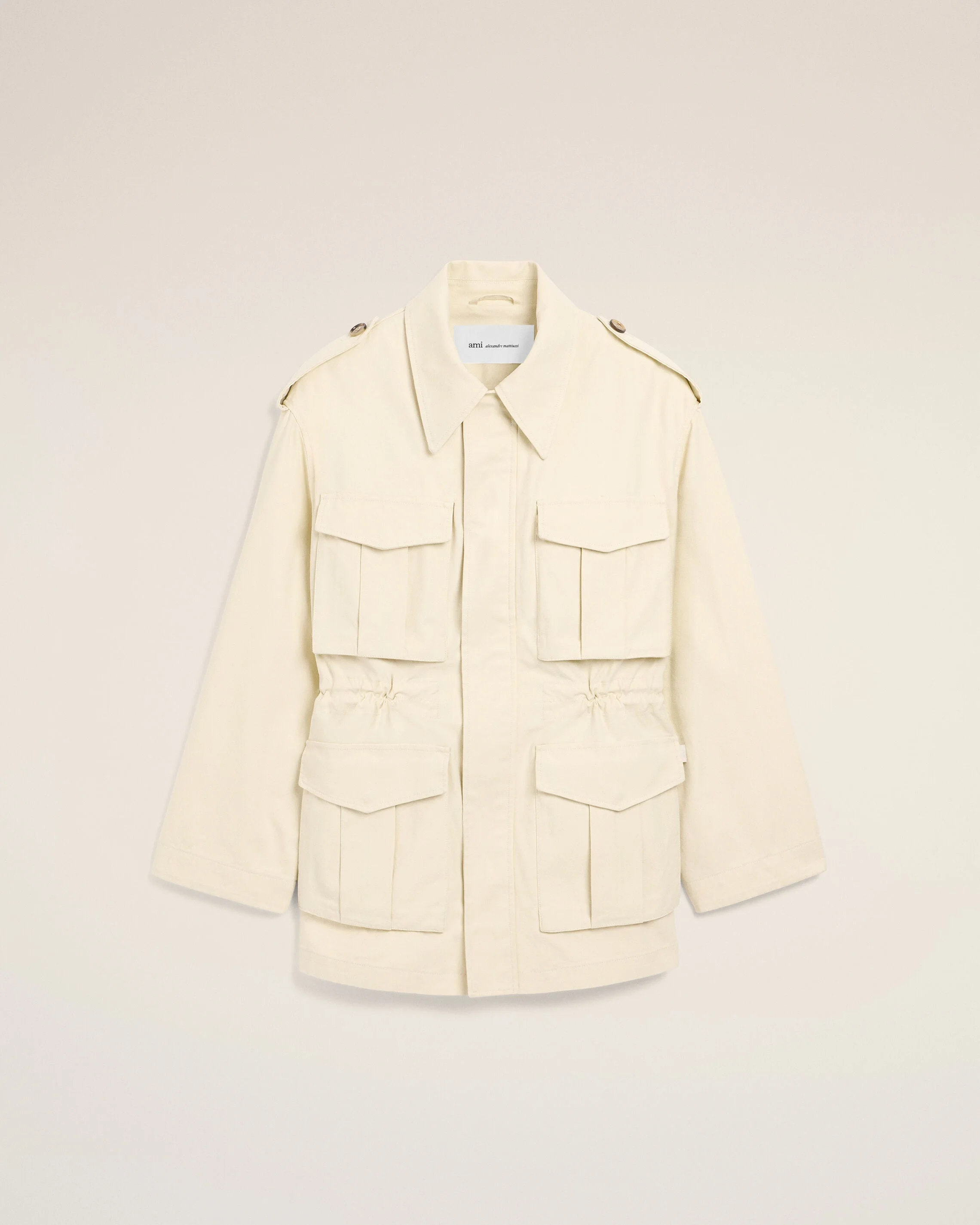 WHITE COTTON UTILITY PARKA JACKET - 1