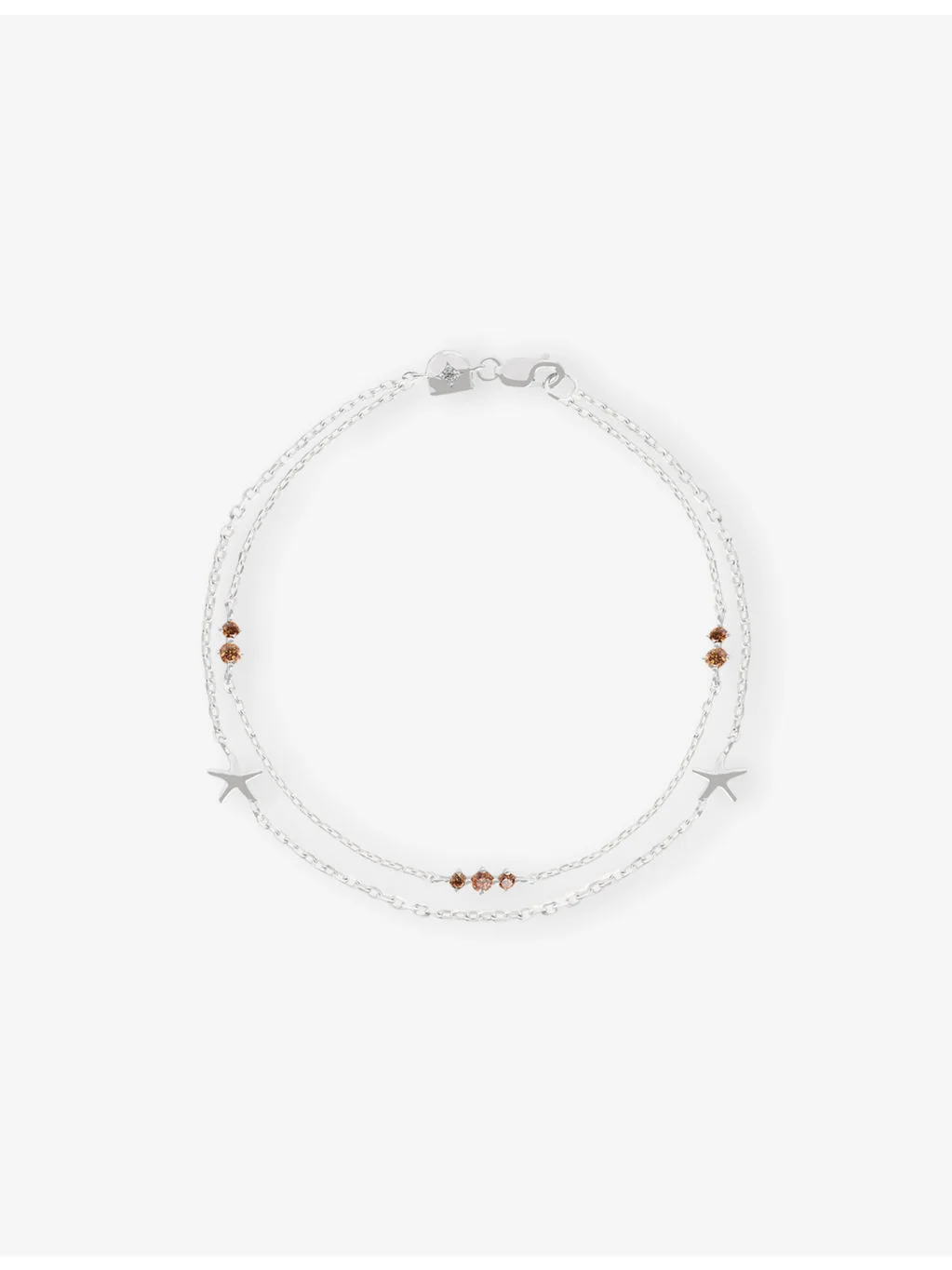 Starfish Double Chain Rhodium-Plated Sterling-Silver and Cubic Zirconia Bracelet - 1
