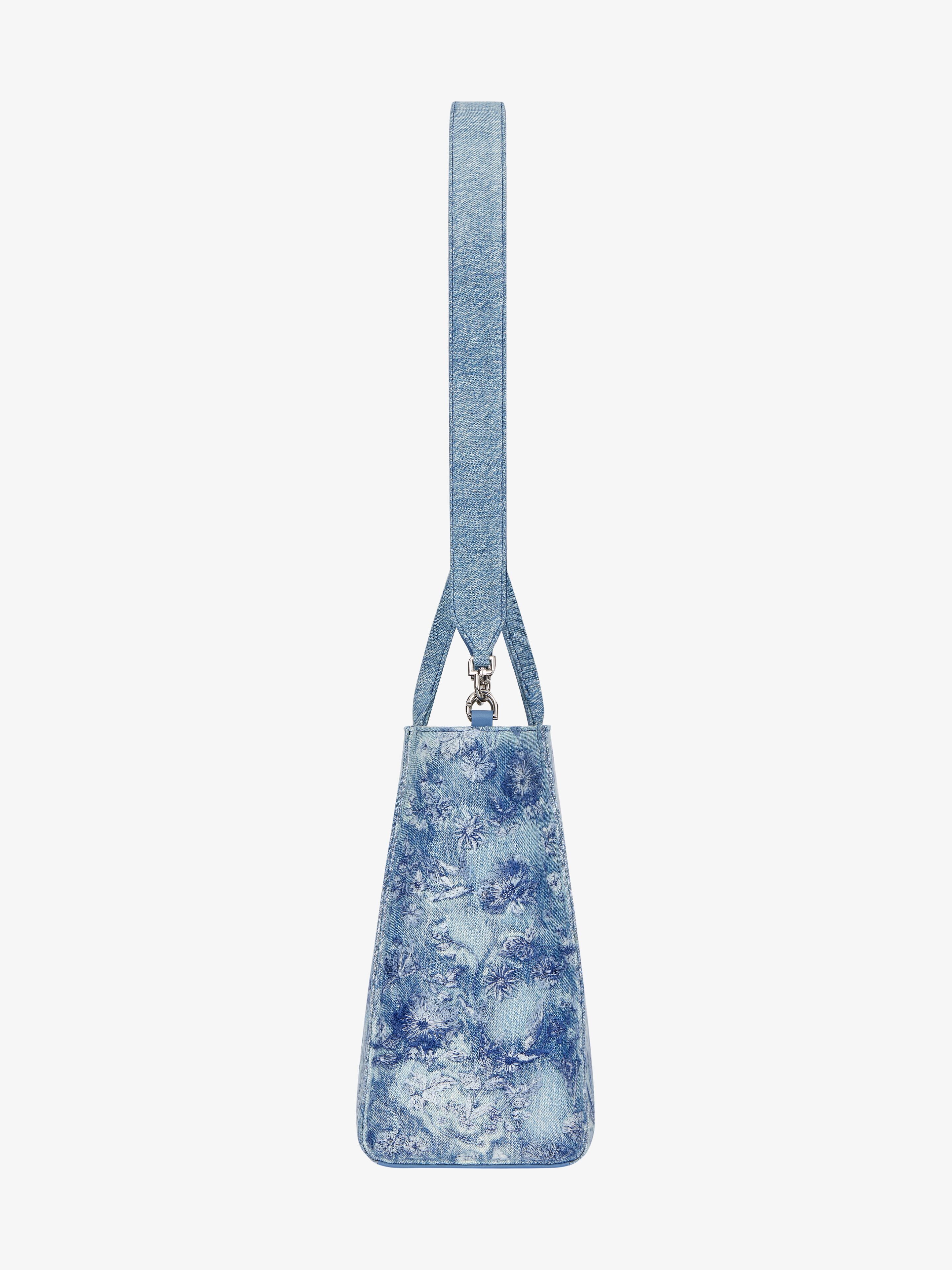 MEDIUM G-TOTE BAG IN WASHED EMBROIDERED DENIM - 3