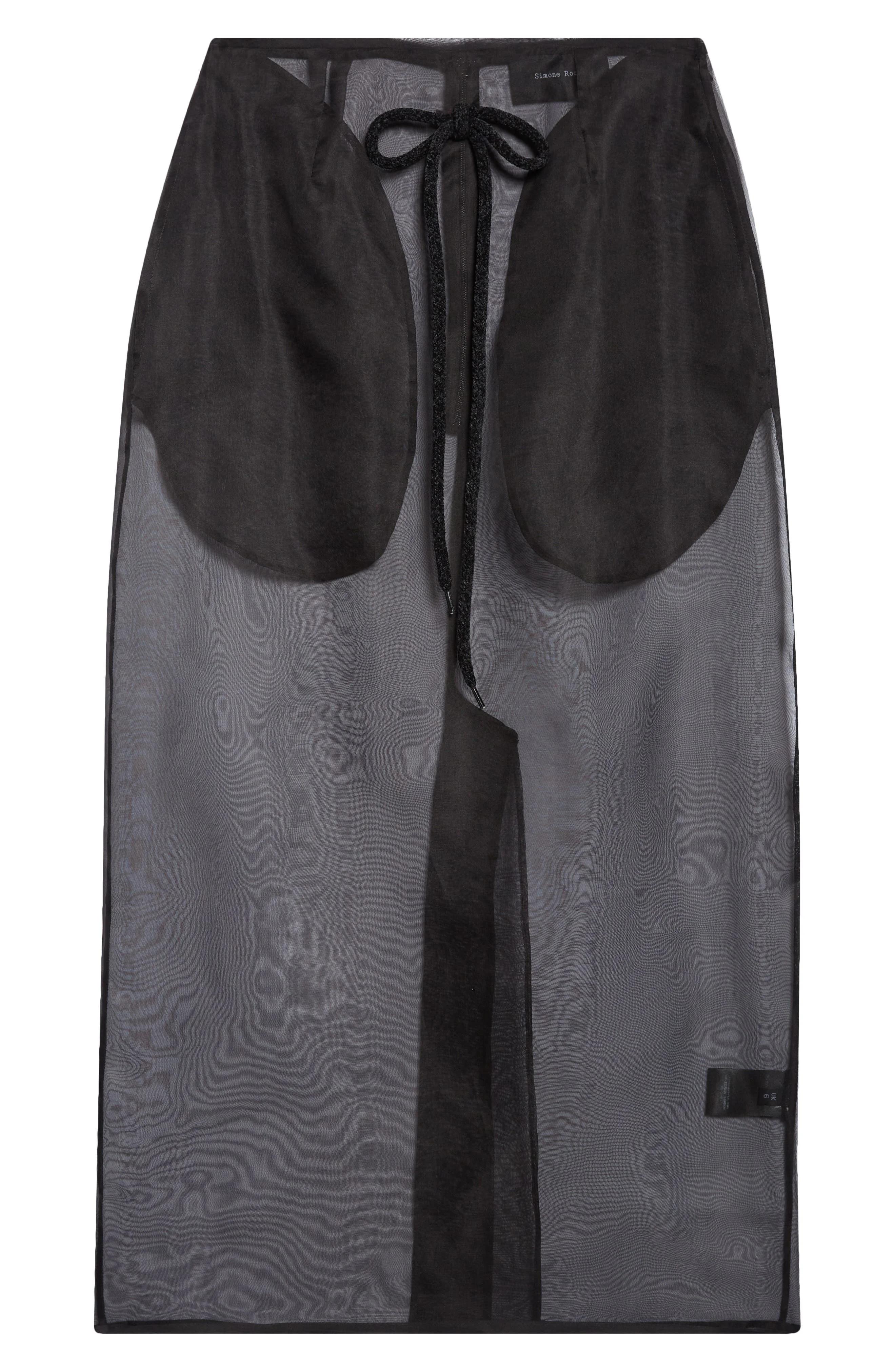 Simone Rocha Sheer Frayed Column Pencil Skirt in Black/Black at Nordstrom - 1
