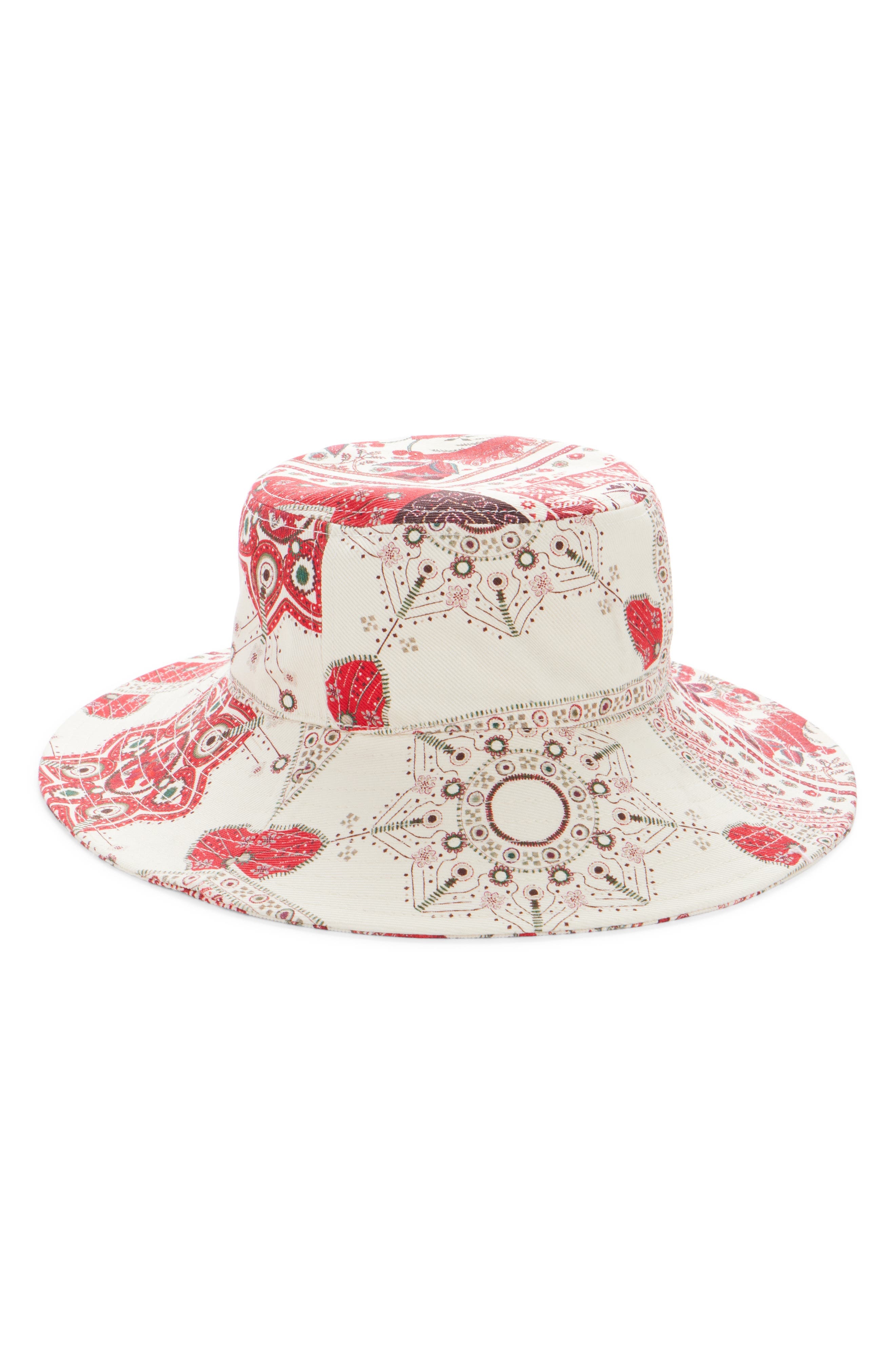 Isabel Marant Delya Pasiley Print Bucket Hat in Red/Ecru at Nordstrom - 3