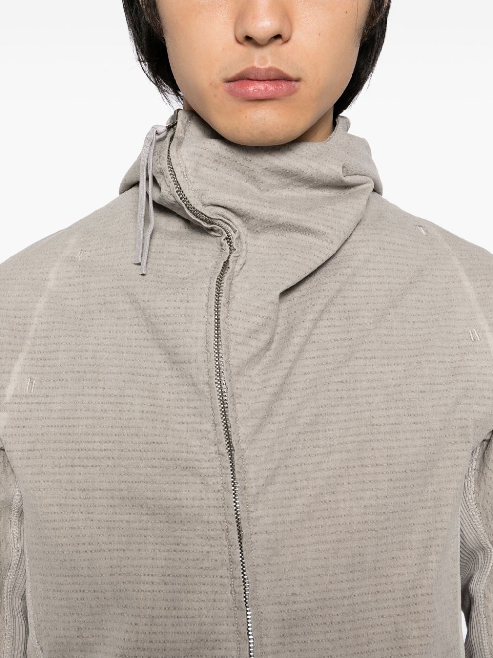 asymmetric cotton hooded jacket - 5
